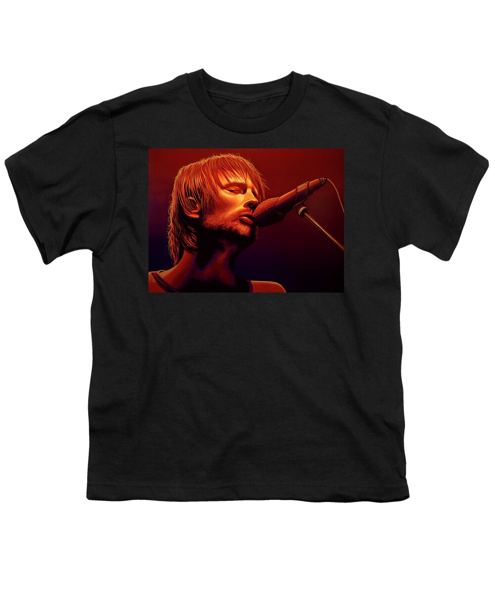 Thom Yorke Youth T-Shirt featuring the painting Thom Yorke of Radiohead by Paul Meijering