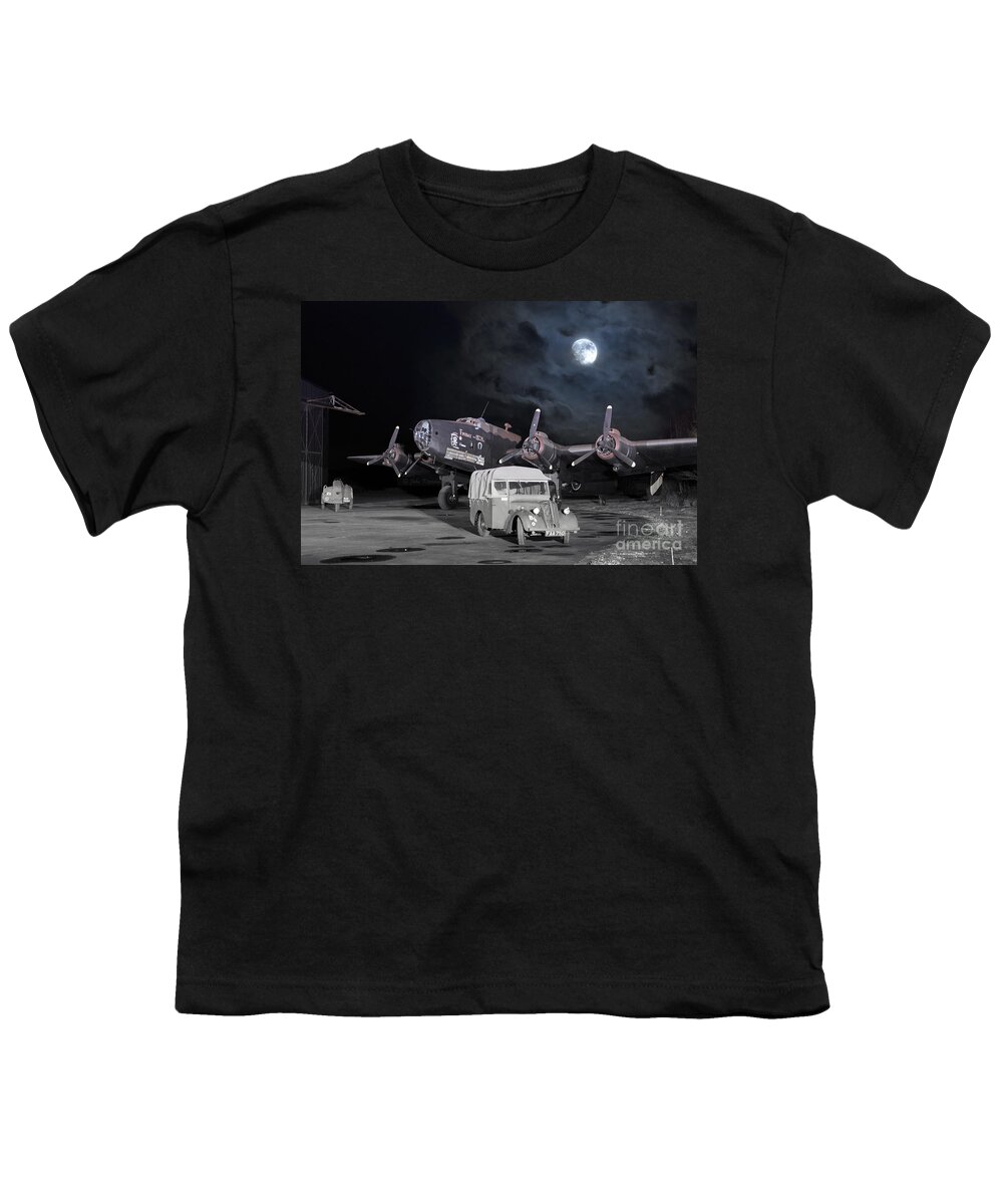 Handley Page Youth T-Shirt featuring the digital art Under a Bombers Moon by Airpower Art