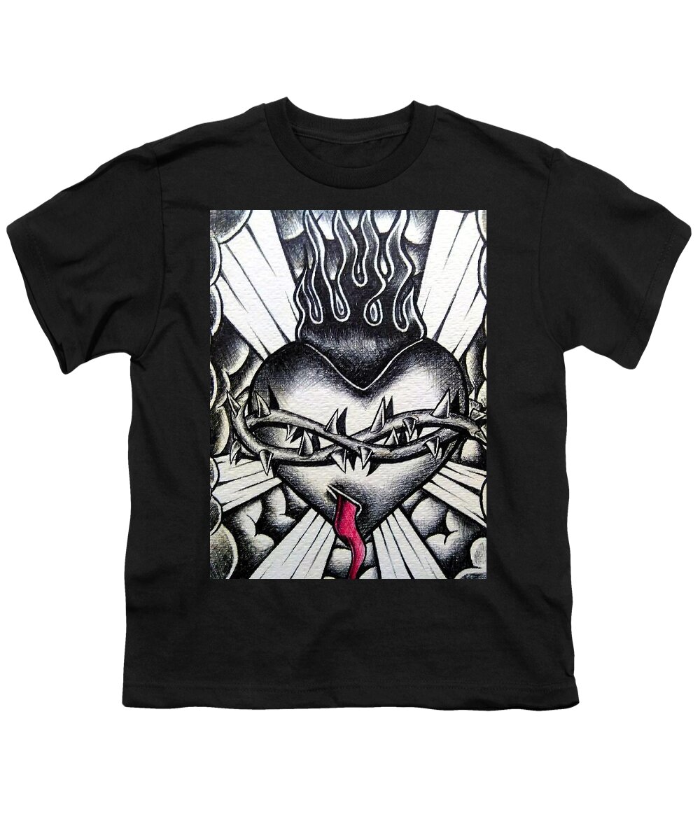 Black Art Youth T-Shirt featuring the drawing Untiled by As