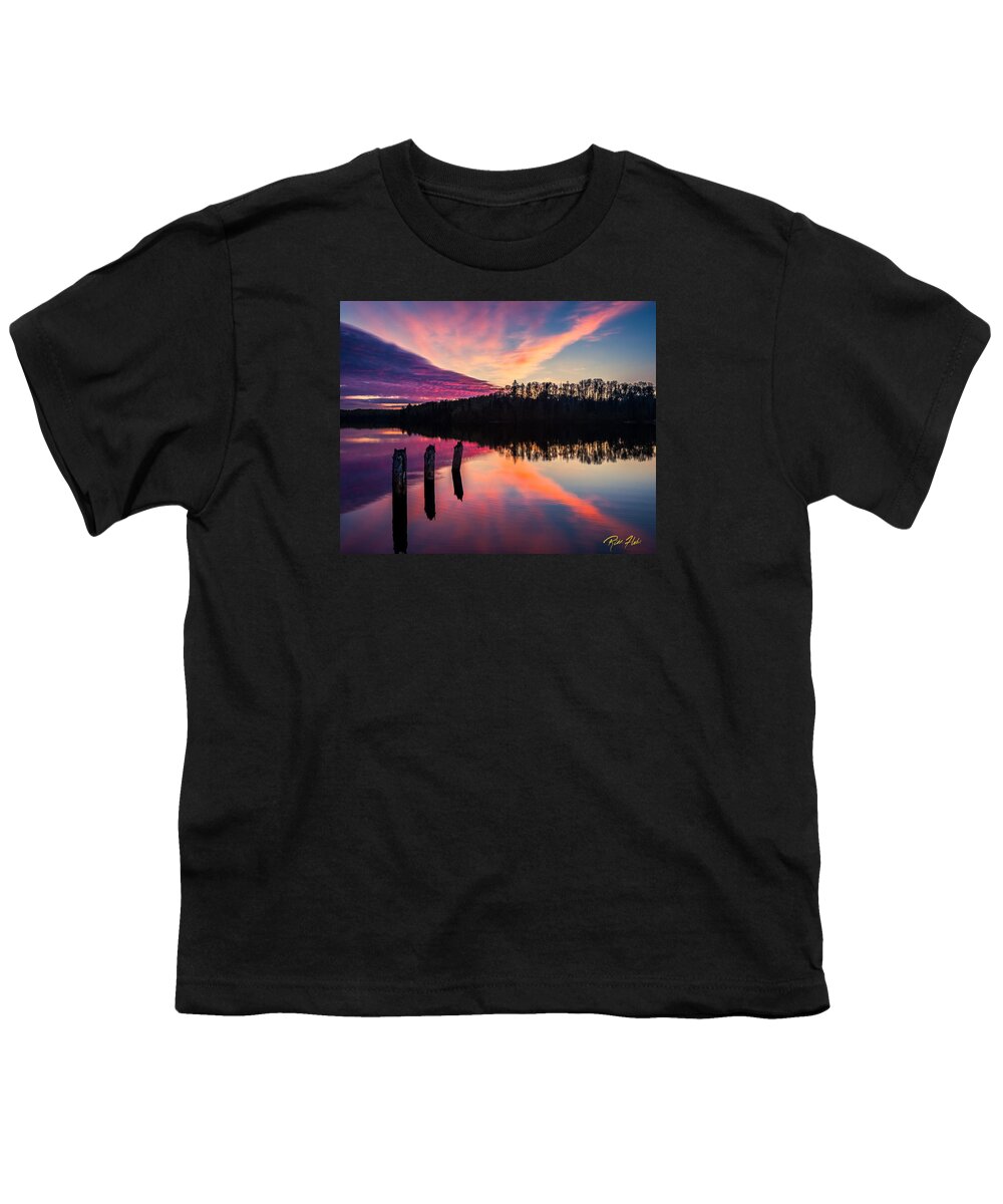 Atmosphere Youth T-Shirt featuring the photograph Veiled Sunset at Trestle Pines by Rikk Flohr