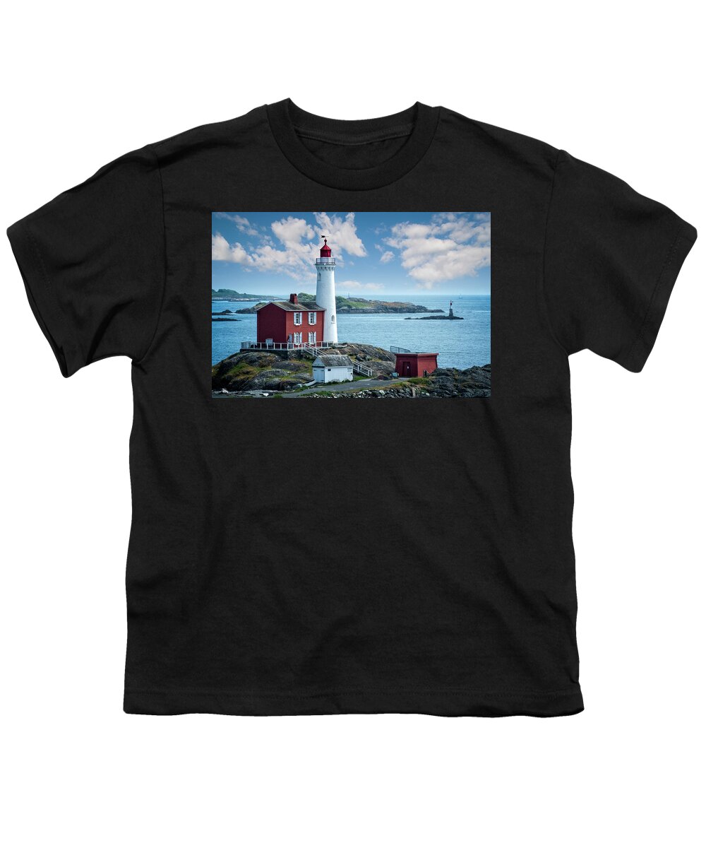 Fisgard Lighthouse Youth T-Shirt featuring the photograph Veiw of the Fisgard Lighthouse by Jeanette Mahoney