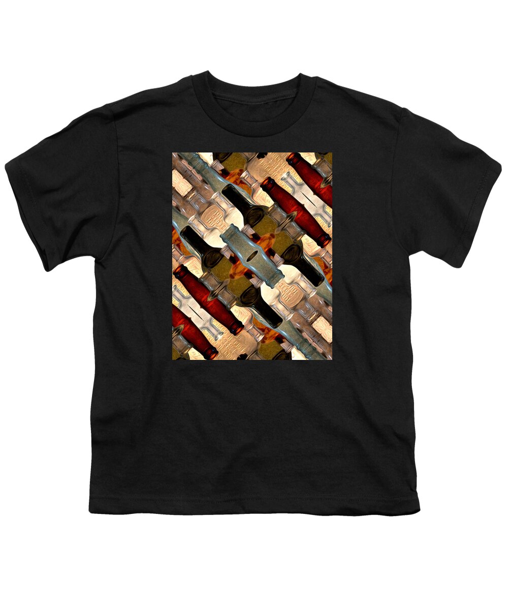 Bottle Youth T-Shirt featuring the digital art Vintage Bottles Abstract by Phil Perkins