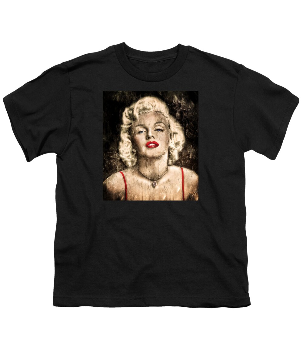 Vintage Youth T-Shirt featuring the painting Vintage Grunge Goddess Marilyn Monroe by Georgiana Romanovna