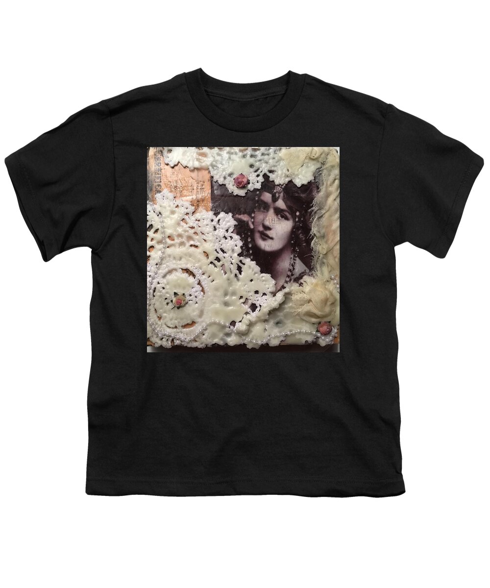 Mixed Media Art Youth T-Shirt featuring the mixed media Vintage Whimsy by Serenity Studio Art