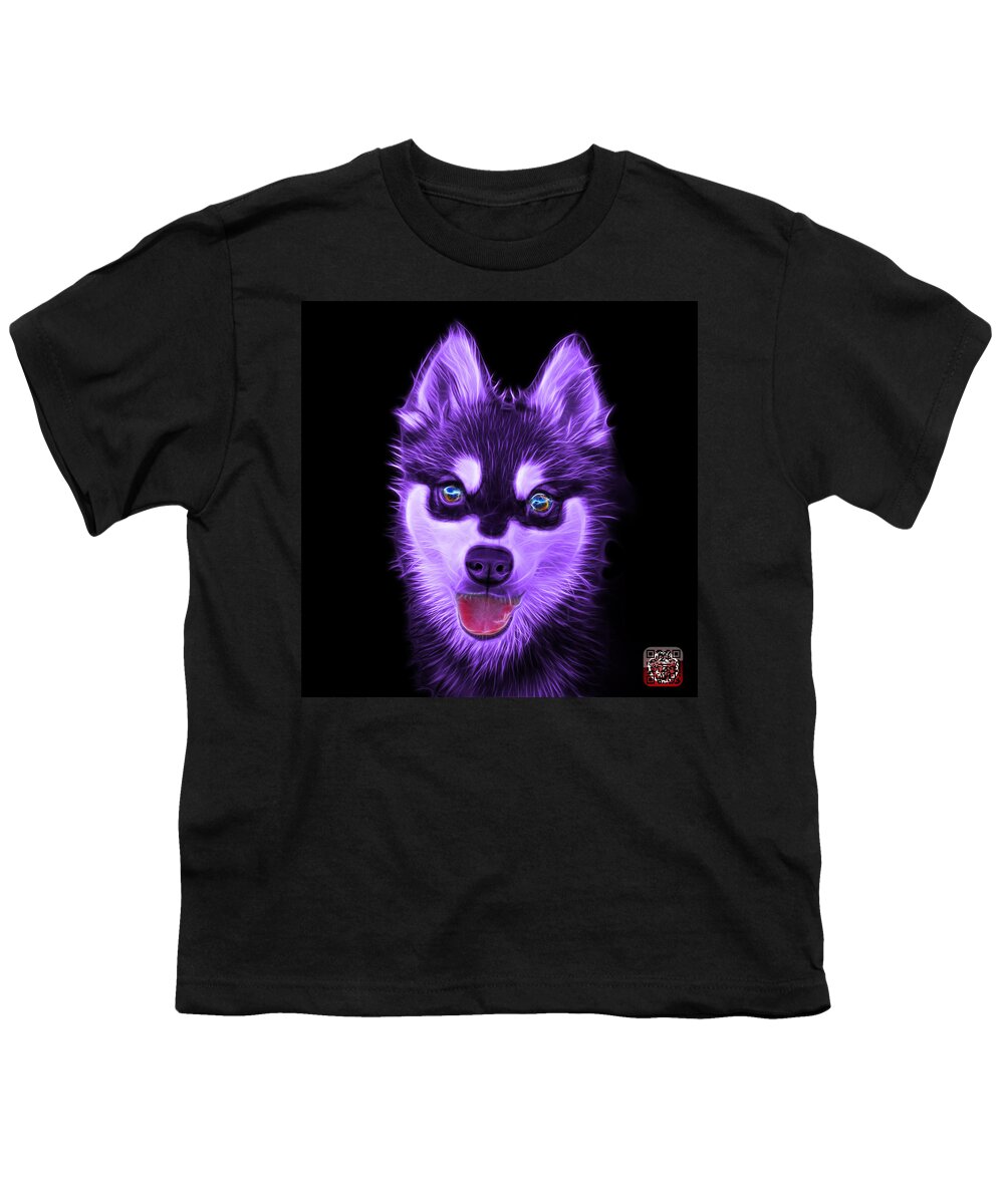 Klee Kai Youth T-Shirt featuring the painting Violet Alaskan Klee Kai - 6029 -BB by James Ahn