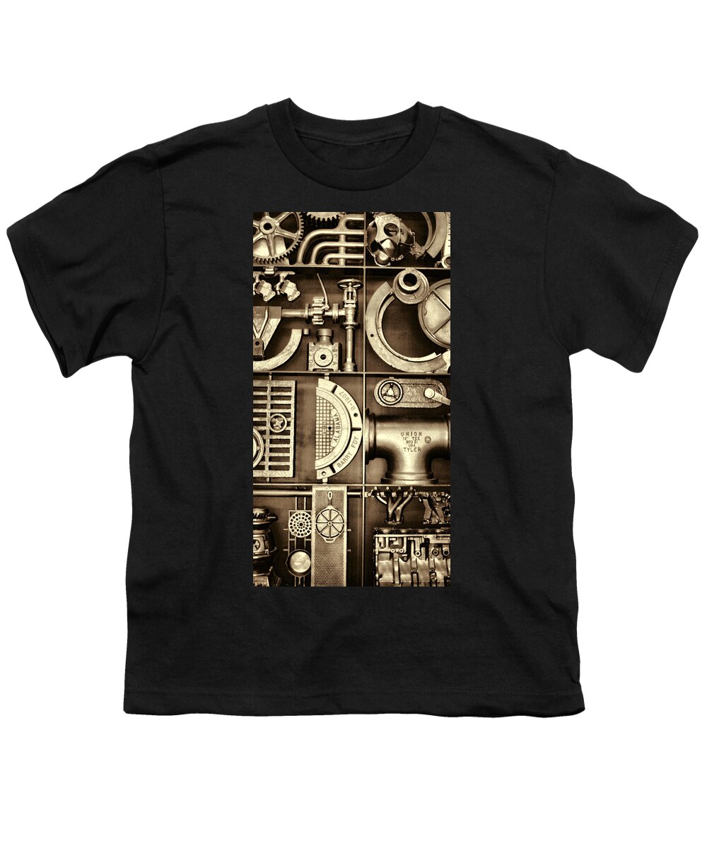 Vulcan Steel Youth T-Shirt featuring the photograph Vulcan Steel Steampunk Ironworks by Kathy Clark