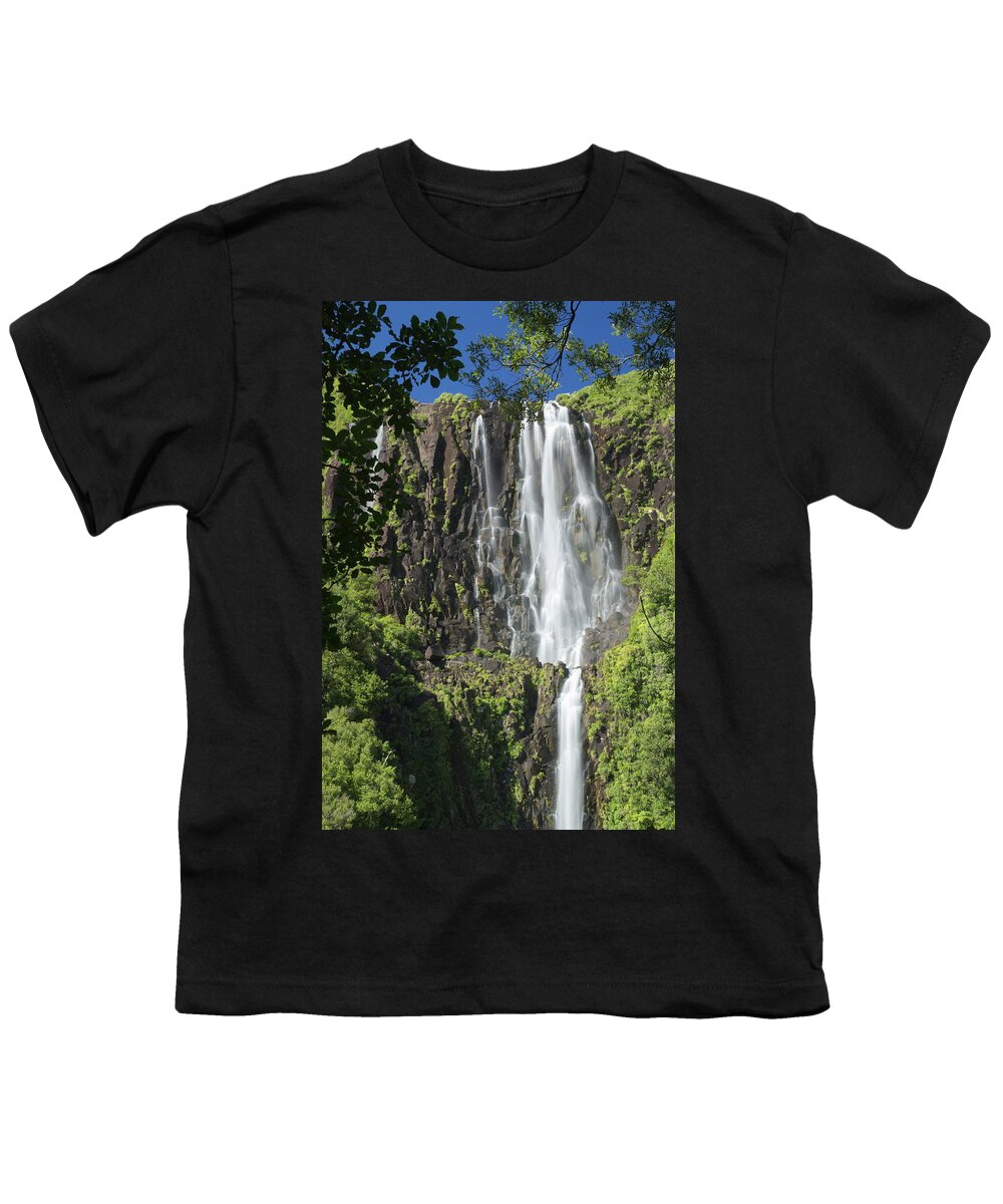 Waterfall Youth T-Shirt featuring the photograph Wairere by Ivan Franklin