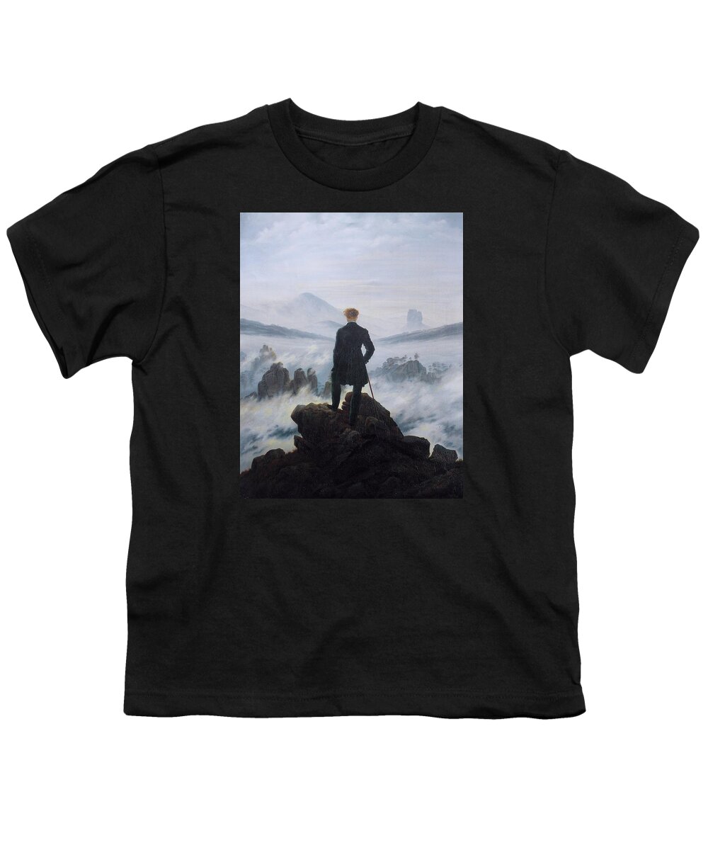 Caspar David Friedrich Youth T-Shirt featuring the painting Wanderer Above The Sea Of Fog by Caspar David Friedrich