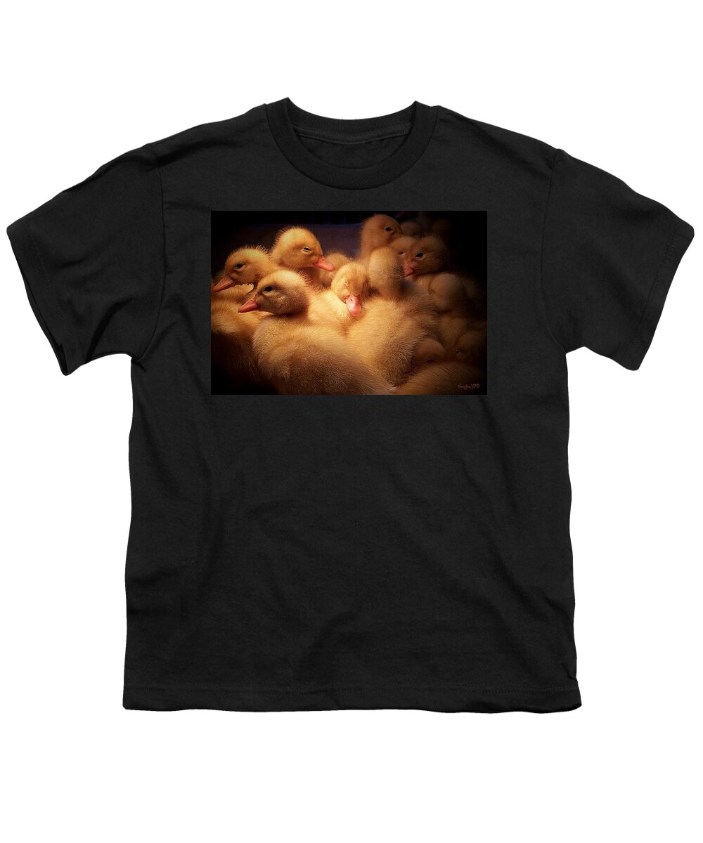 Ducks Youth T-Shirt featuring the digital art Warm And Fuzzy- by Robert Orinski
