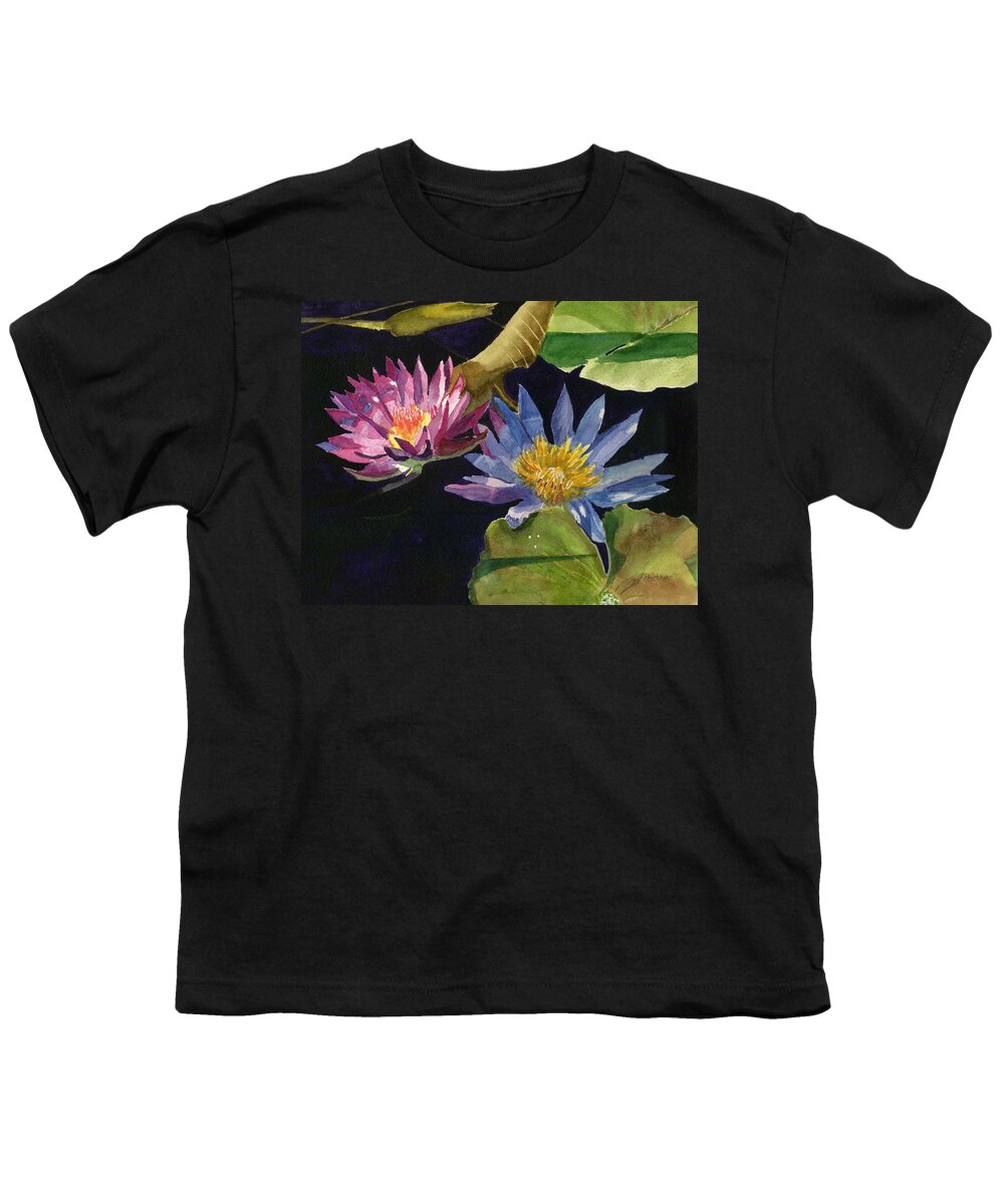 Waterlilies Youth T-Shirt featuring the painting Water Lilies by Lynne Reichhart