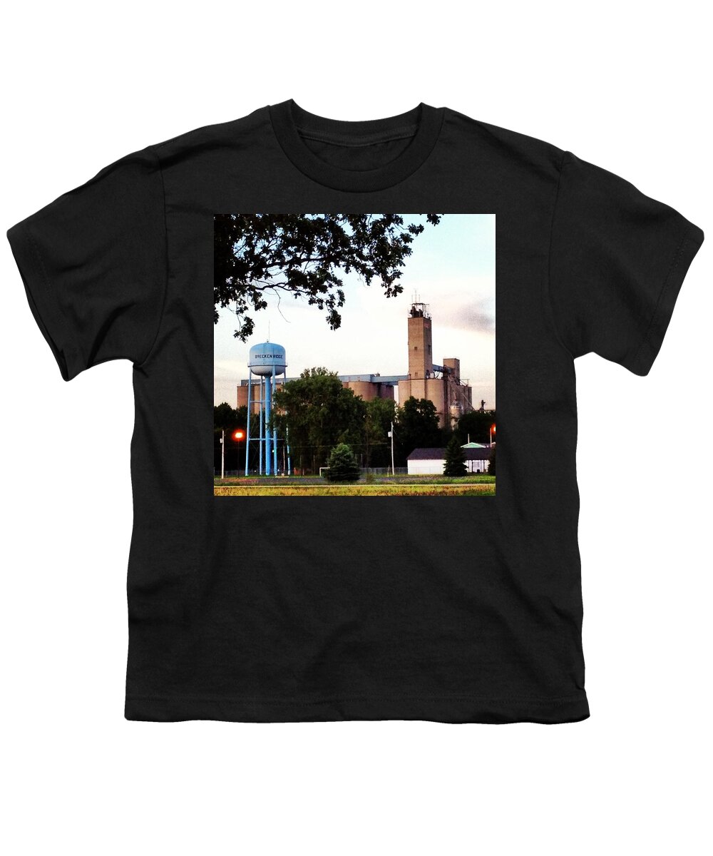 Water Tower And Silos Youth T-Shirt featuring the photograph Water Tower and Silos by Chris Brown