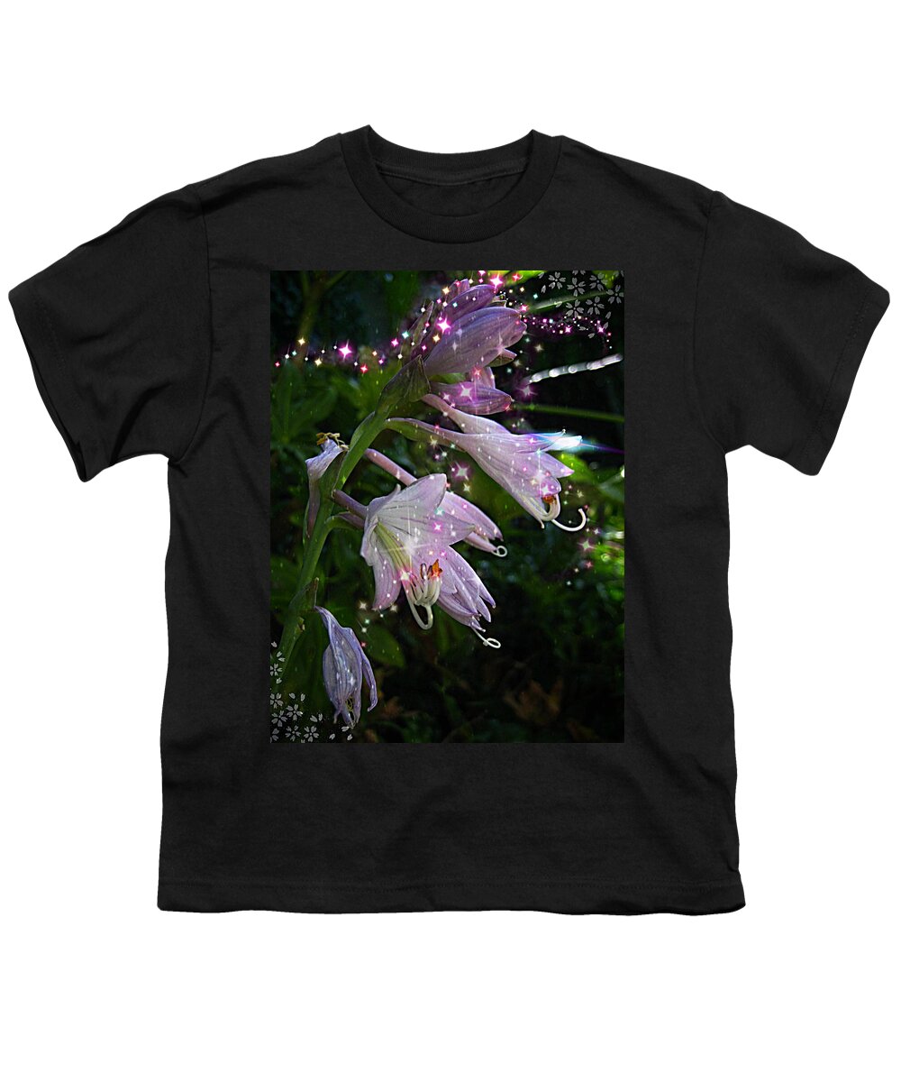 Fairies Flowers Youth T-Shirt featuring the digital art When The Fairies Come Out At Night by Pamela Smale Williams