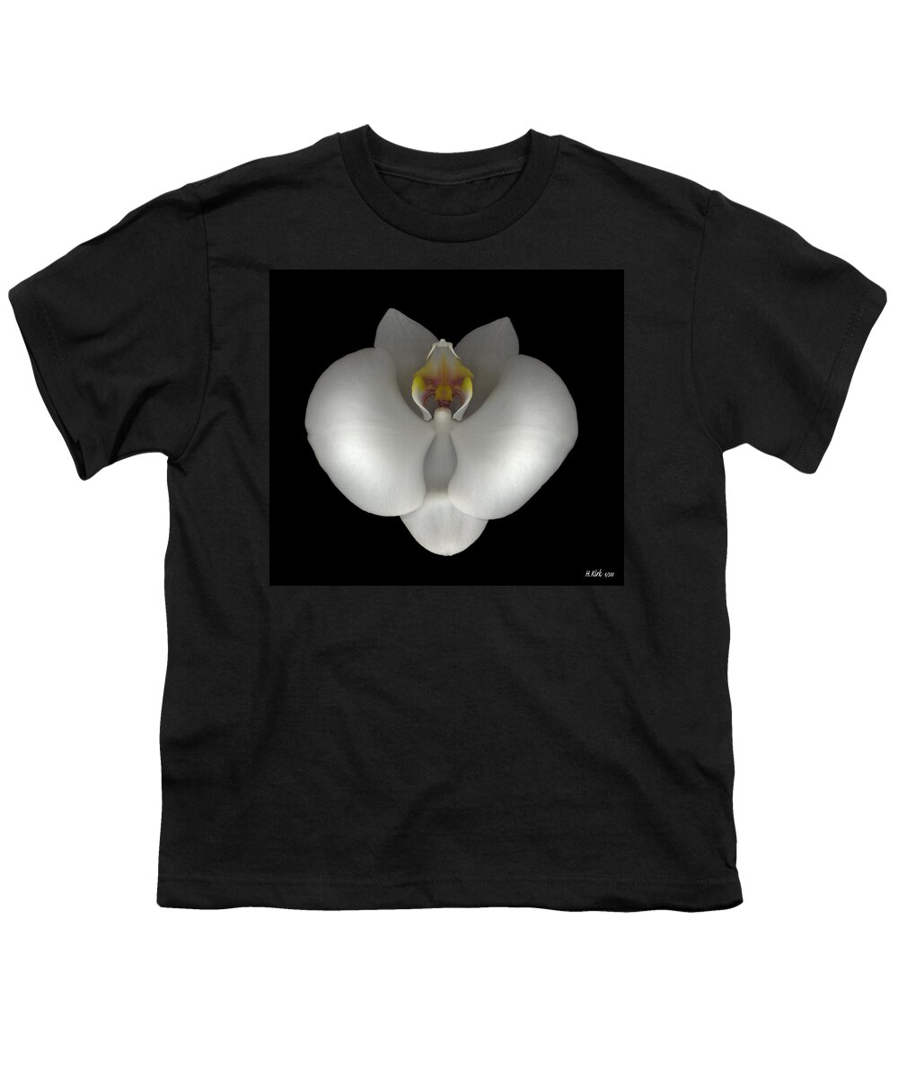  Youth T-Shirt featuring the photograph White Orchid on Black by Heather Kirk