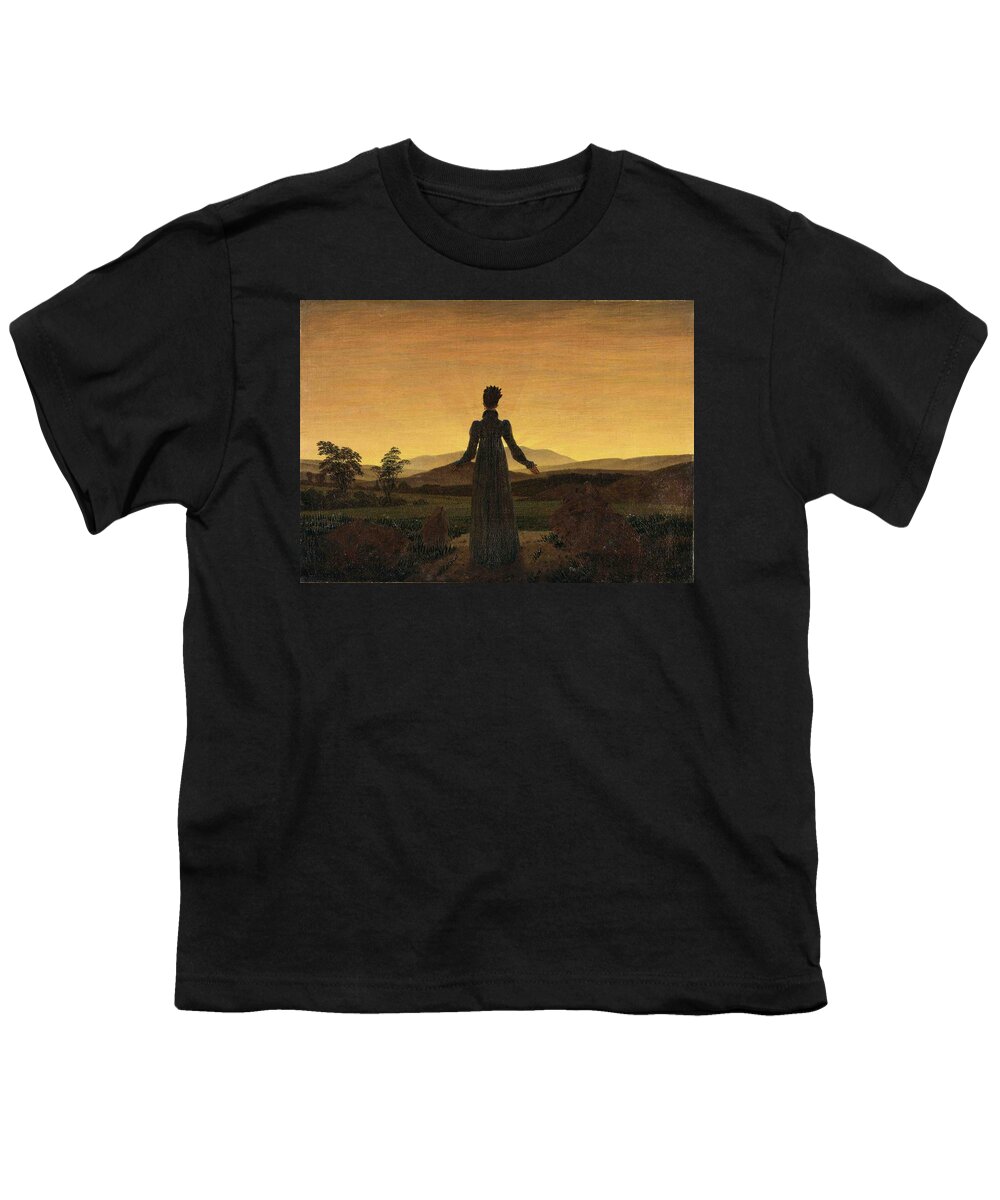 Woman Before The Rising Sun Youth T-Shirt featuring the painting Woman Before The Rising Sun by MotionAge Designs