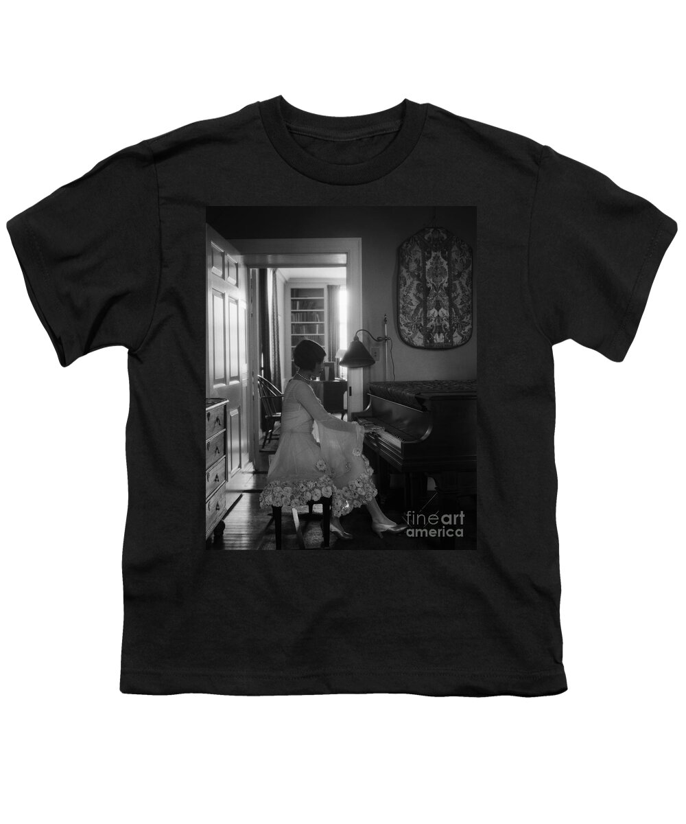 1920s Youth T-Shirt featuring the photograph Woman Playing The Piano, C.1920s by H. Armstrong Roberts/ClassicStock