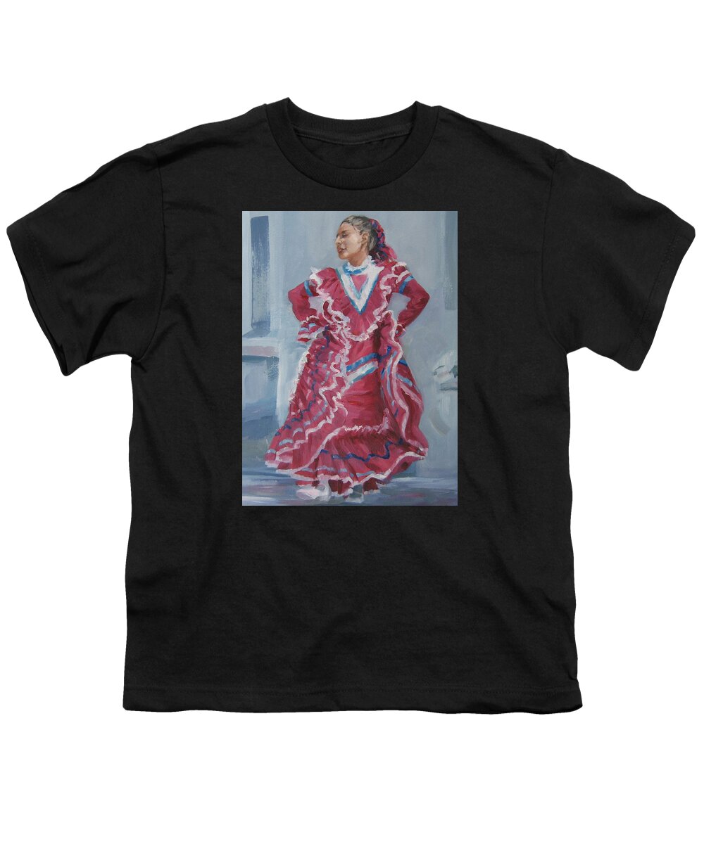 San Antonio Youth T-Shirt featuring the painting Young Dancer at Arneson Theater by Connie Schaertl