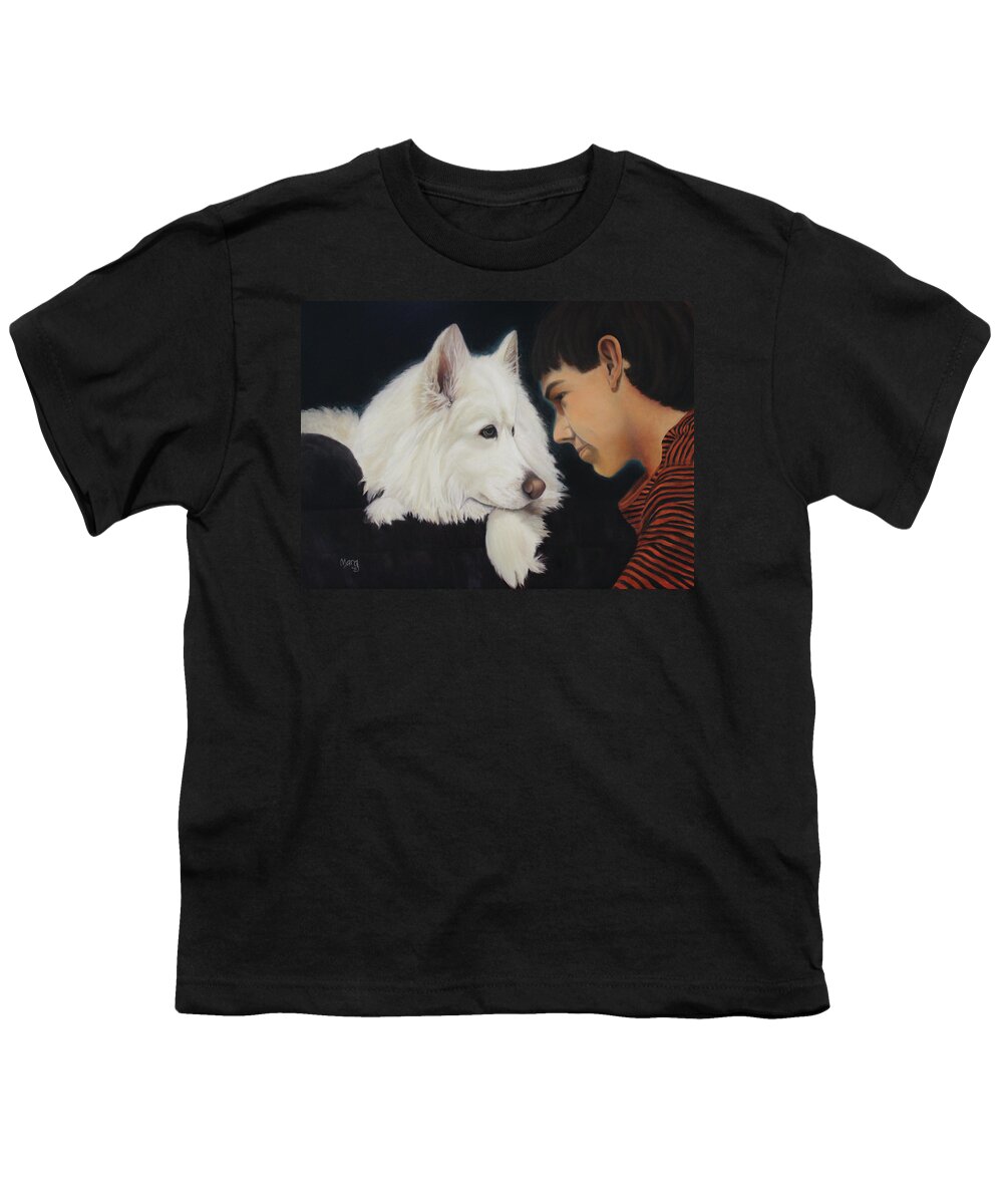 Boy Youth T-Shirt featuring the painting Zach and Lu by Marg Wolf