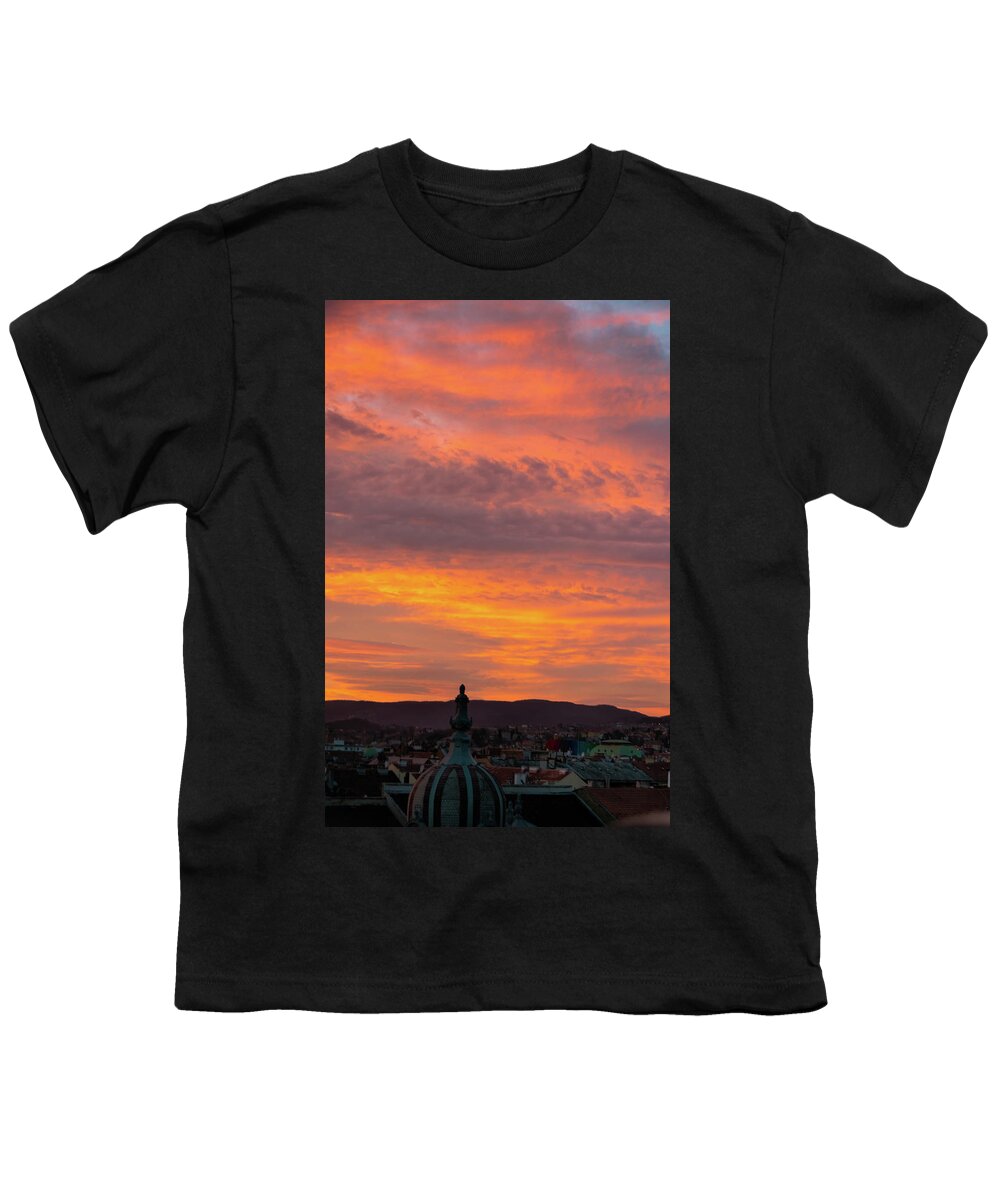 Zagreb Youth T-Shirt featuring the photograph Zagreb Sunset 5 by Steven Richman
