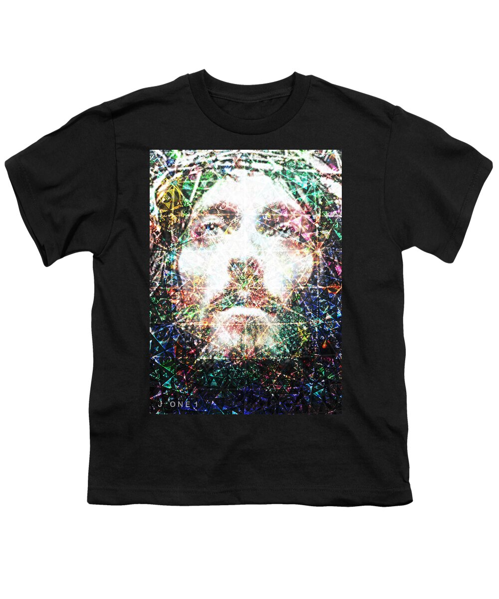 Jesus Youth T-Shirt featuring the digital art Cosmic Christ by J U A N - O A X A C A