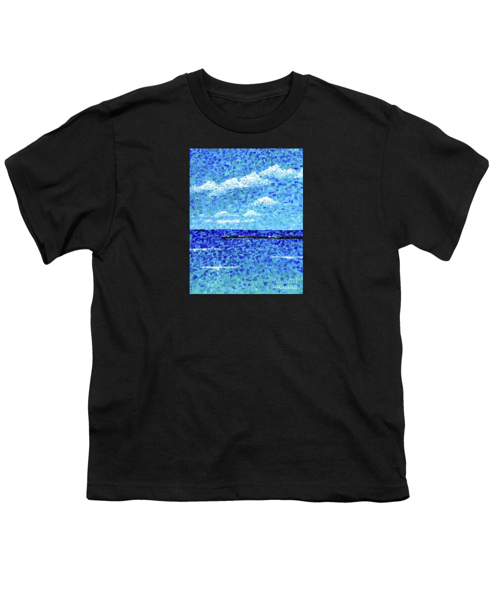 Hilo Youth T-Shirt featuring the painting Hilo Bay Breakwater by Diane Thornton