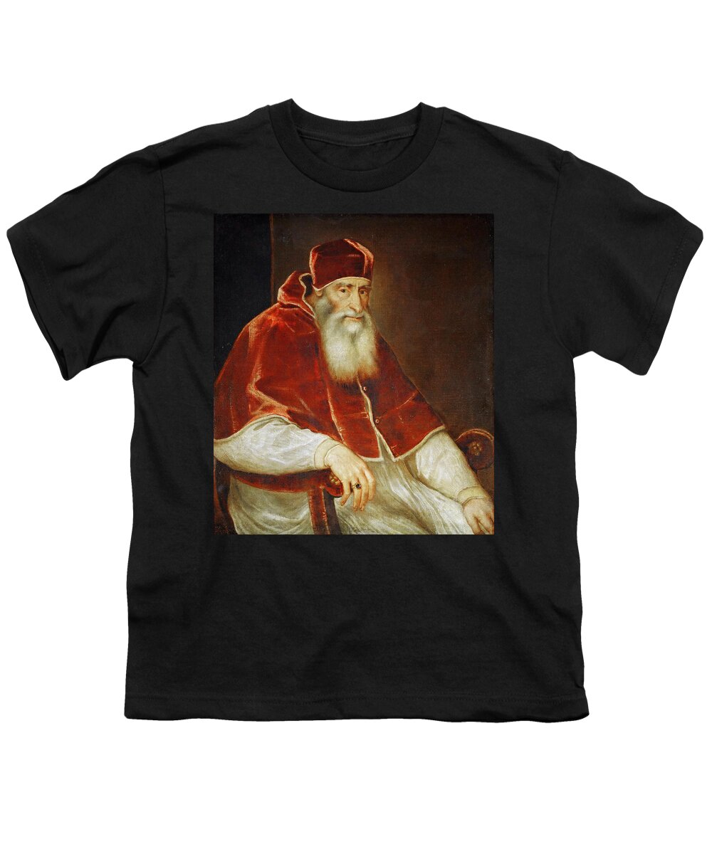 Titian Youth T-Shirt featuring the painting Portrait of Pope Paul III. #2 by Titian