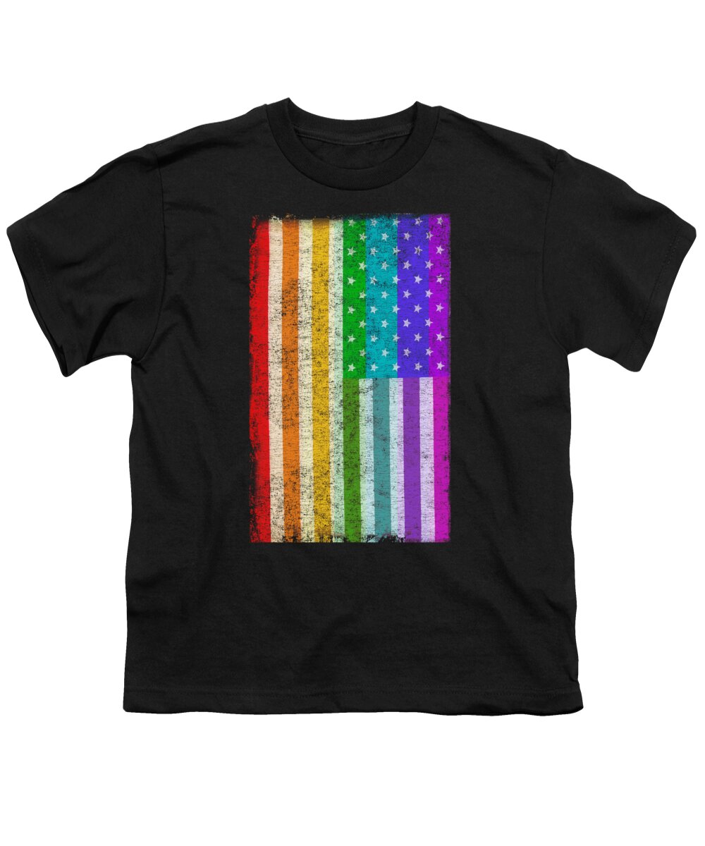Cool Youth T-Shirt featuring the digital art Rainbow Us Flag #1 by Flippin Sweet Gear