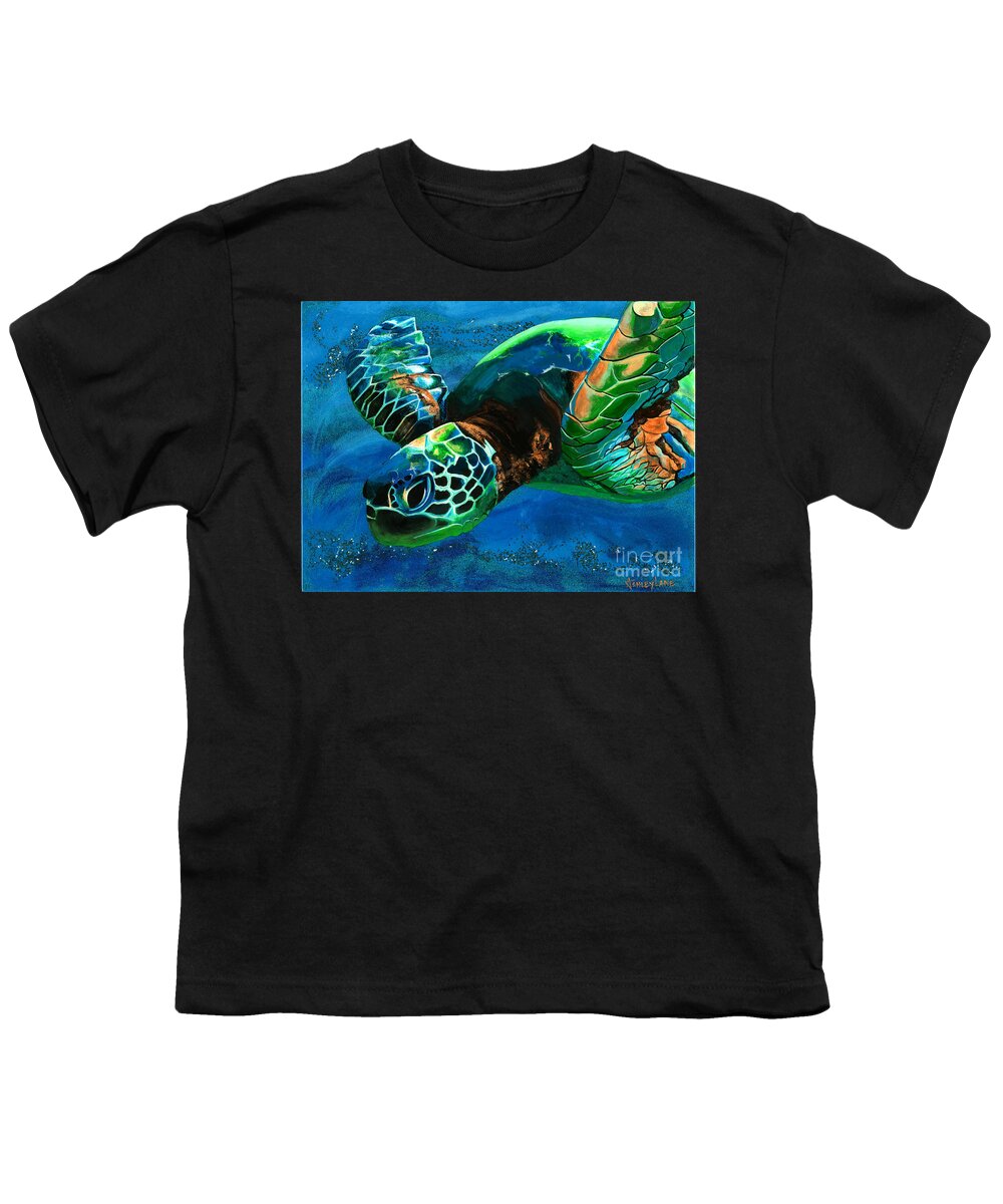 Sea Turtle Youth T-Shirt featuring the painting Searching for Light by Ashley Lane
