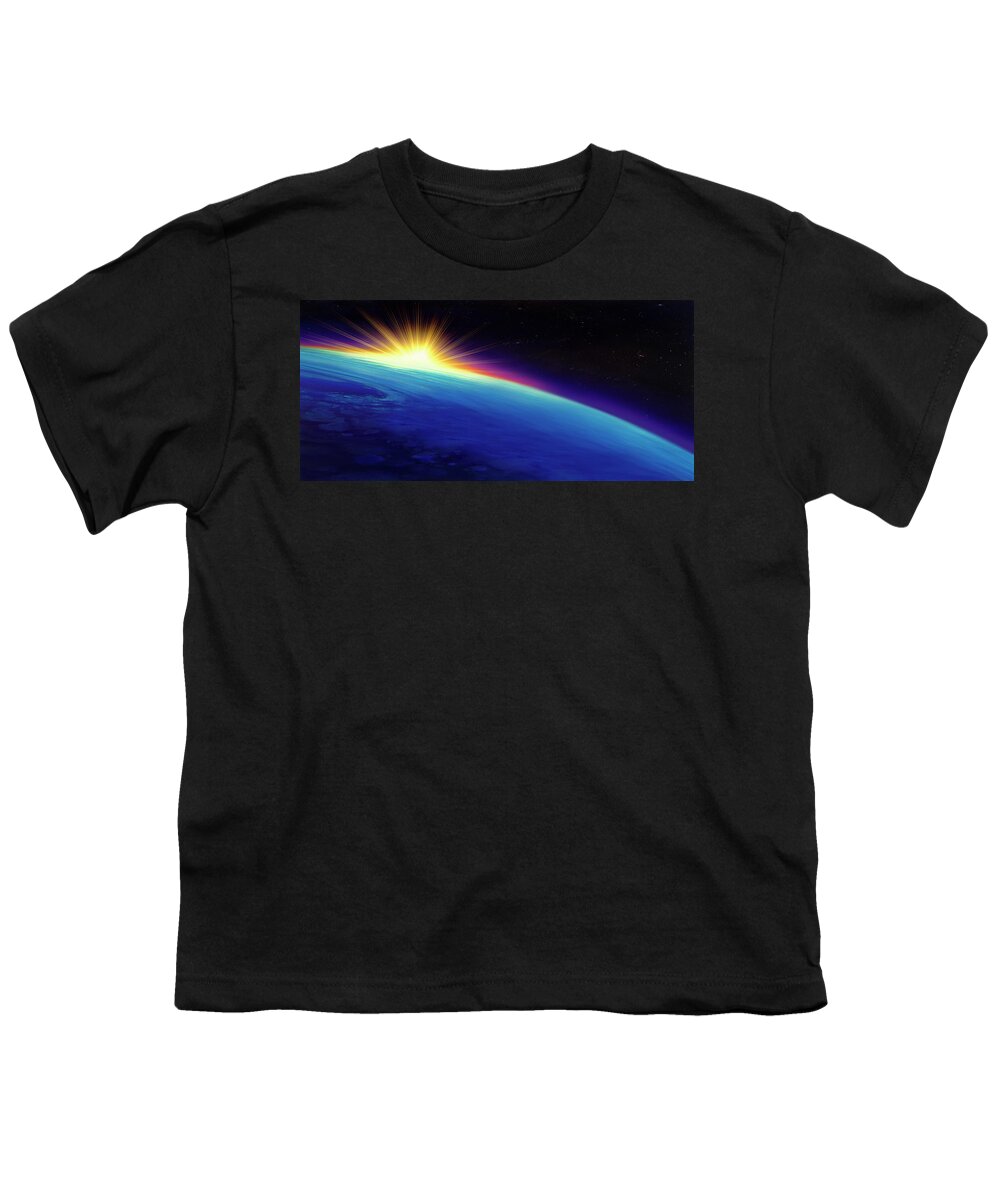 Photography Youth T-Shirt featuring the photograph Sun Rising Over The Earth #1 by Panoramic Images