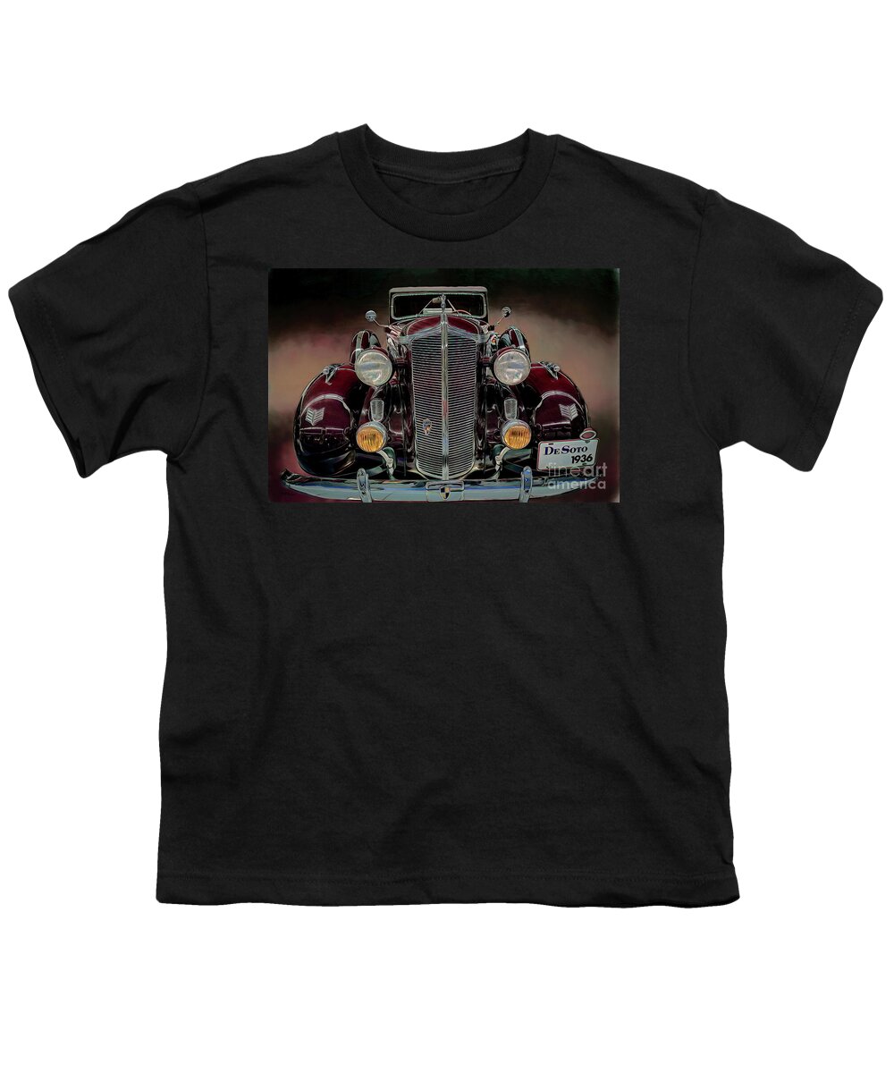 Cars Youth T-Shirt featuring the mixed media 1936 DeSoto Artistry by DB Hayes