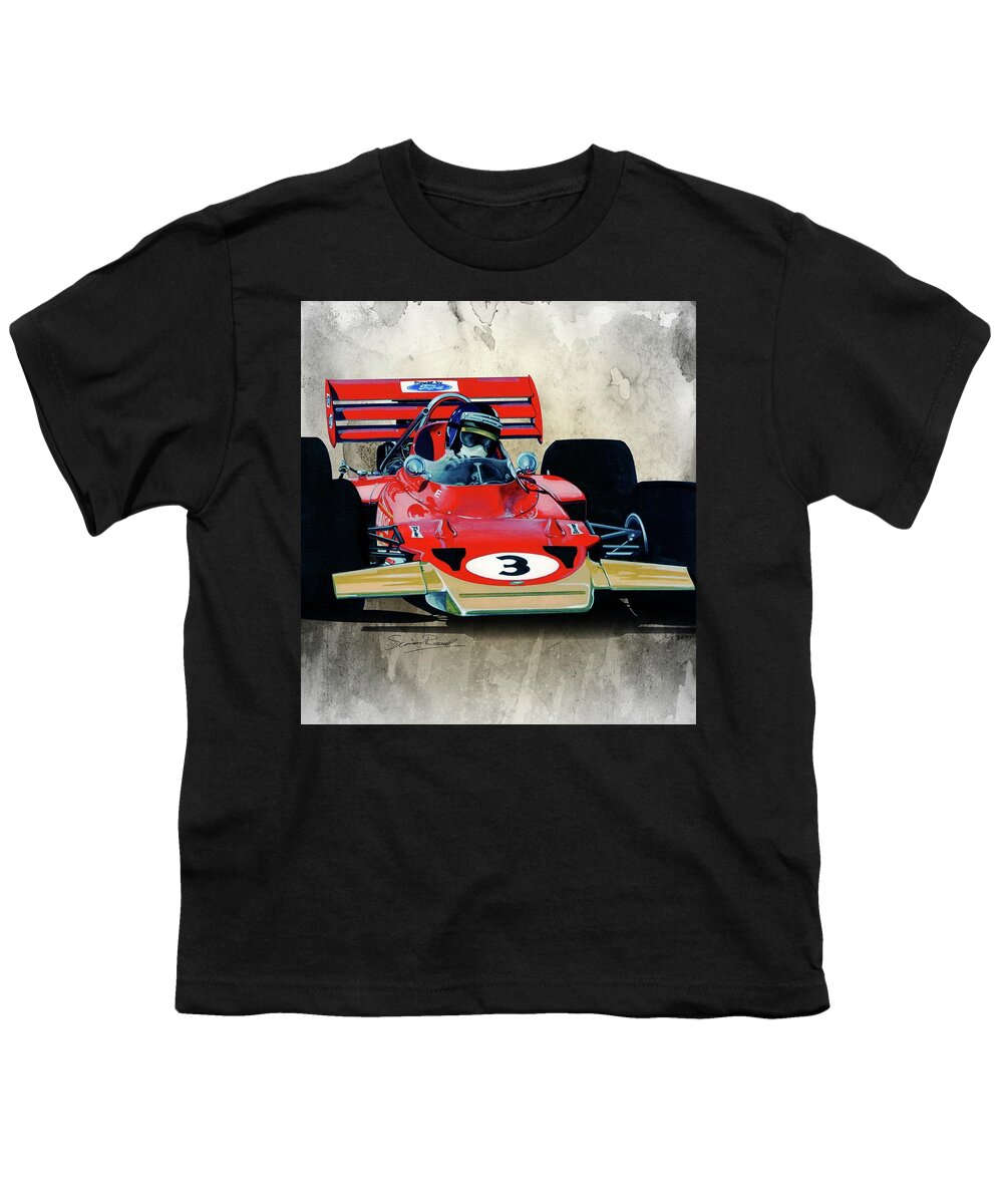 Art Youth T-Shirt featuring the painting 1970 Lotus 72 by Simon Read