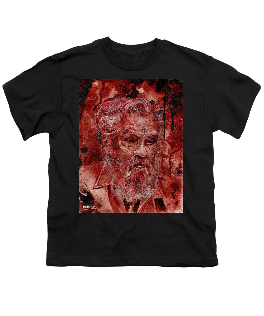 Ryan Almighty Youth T-Shirt featuring the painting CHARLES MANSON port dry blood #2 by Ryan Almighty