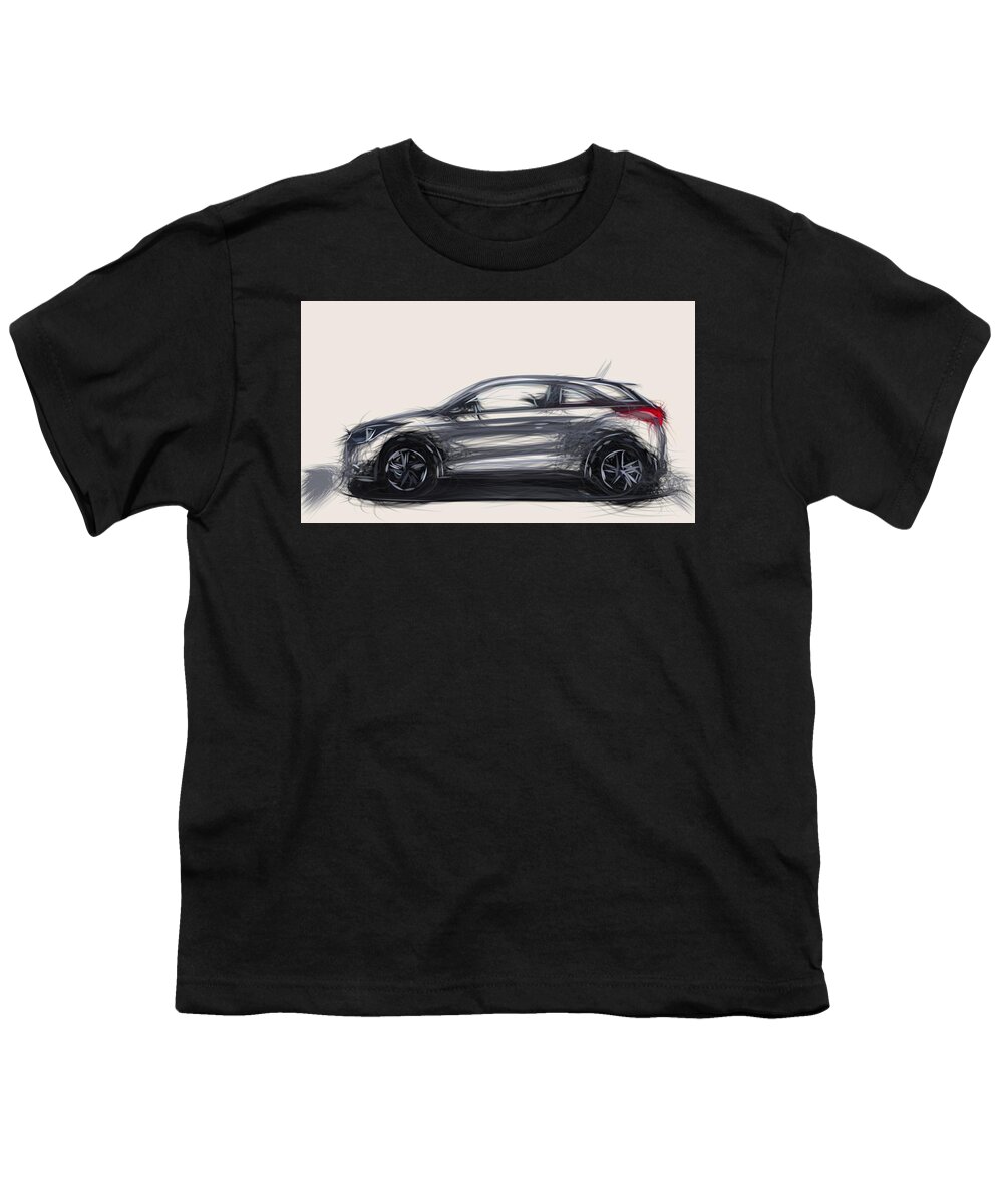 Hyundai Youth T-Shirt featuring the digital art Hyundai i20 Coupe Draw #3 by CarsToon Concept