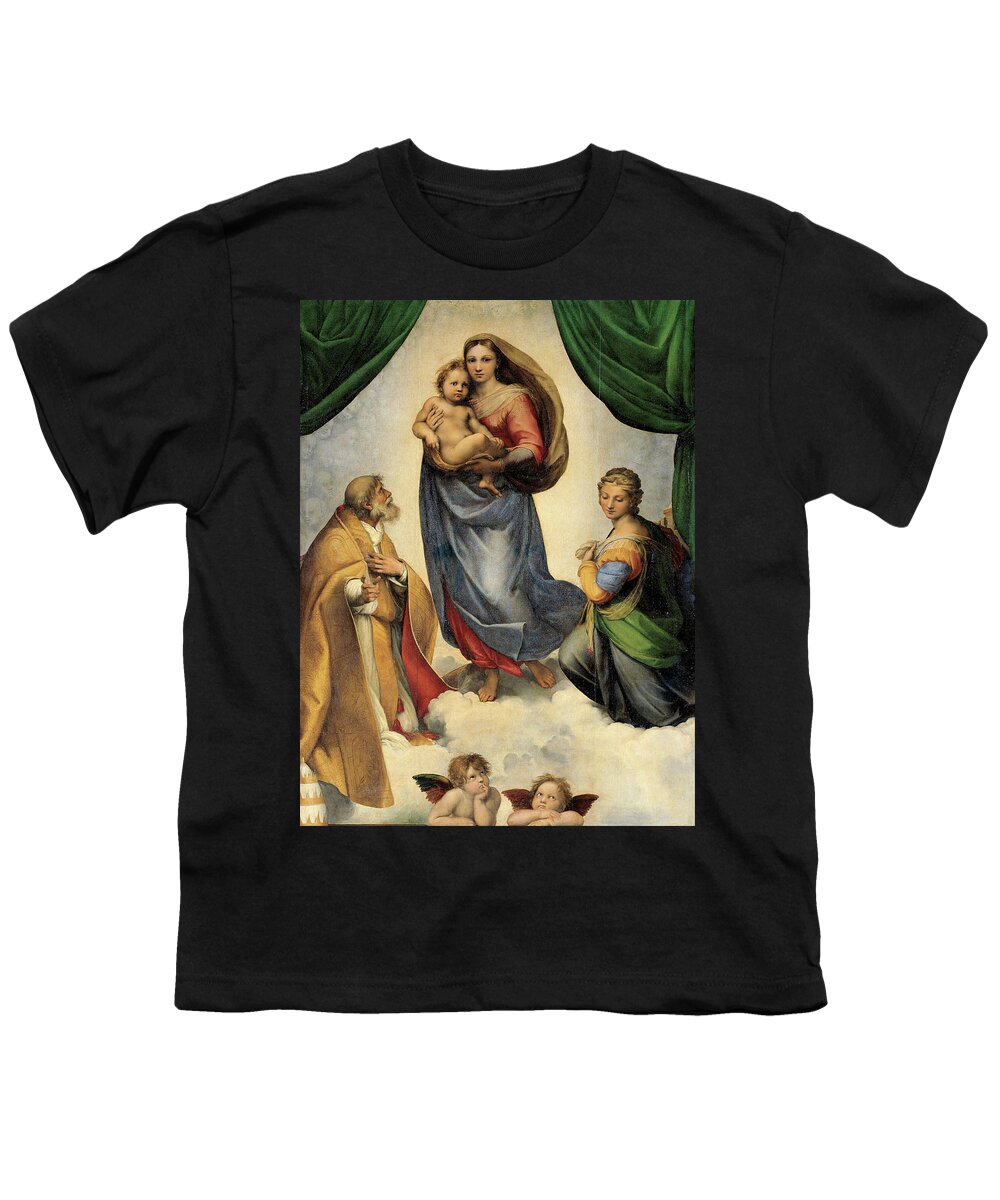 Raphael Youth T-Shirt featuring the painting The Sistine Madonna by Raphael