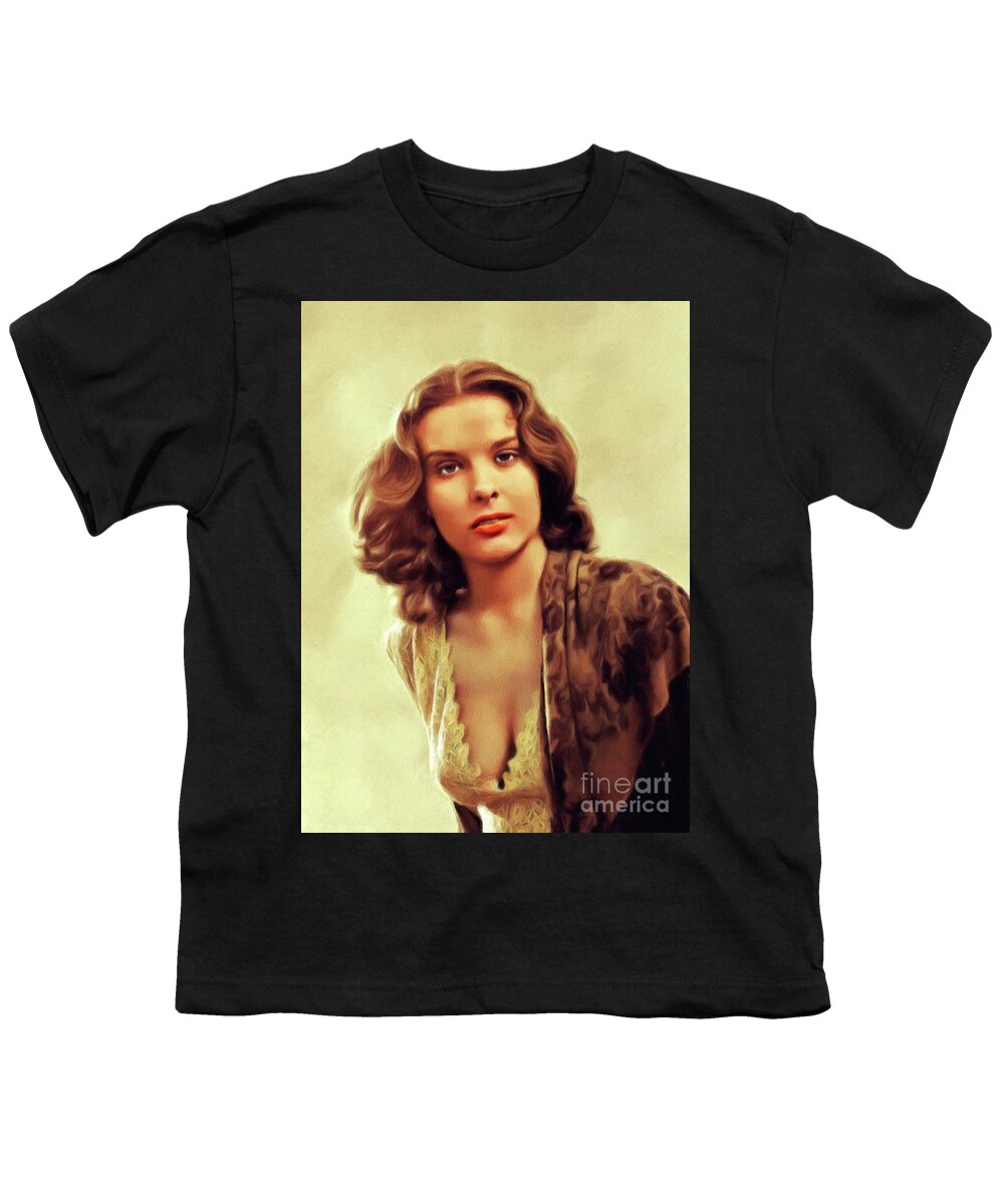 Jean Youth T-Shirt featuring the painting Jean Peters, Vintage Actress #9 by Esoterica Art Agency