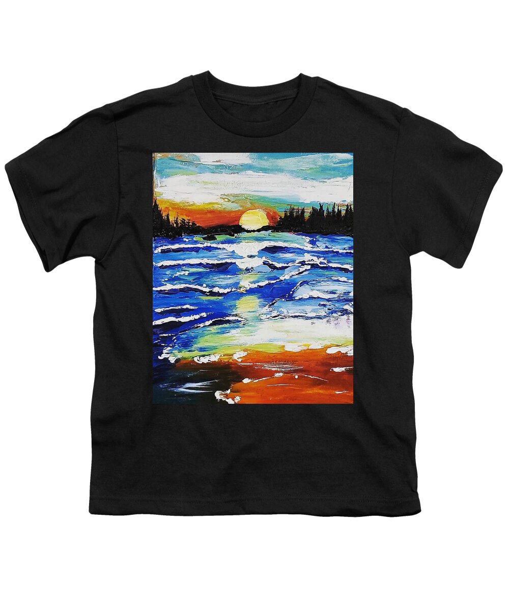 Sunset Youth T-Shirt featuring the painting Autumn Sunset by Amy Kuenzie