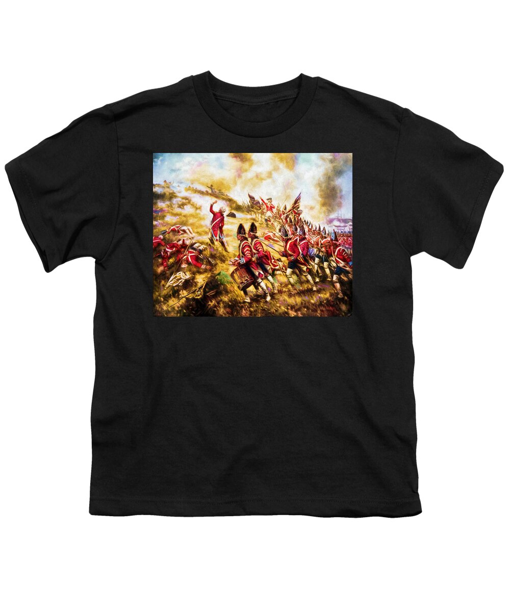 Massachusetts Youth T-Shirt featuring the painting Battle of Bunker Hill by Carlos Diaz