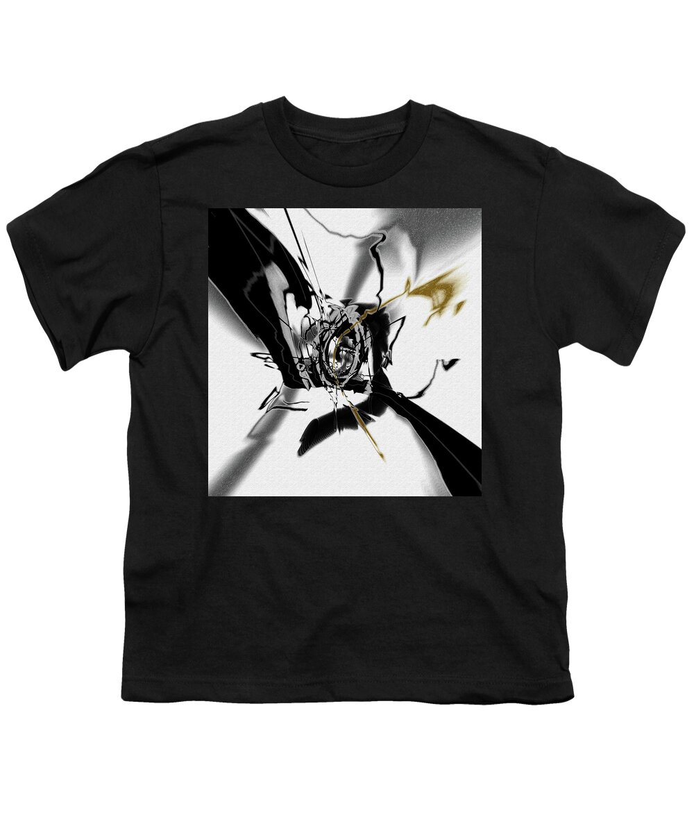 Black Youth T-Shirt featuring the digital art Black and White Abstract by Natalie Holland