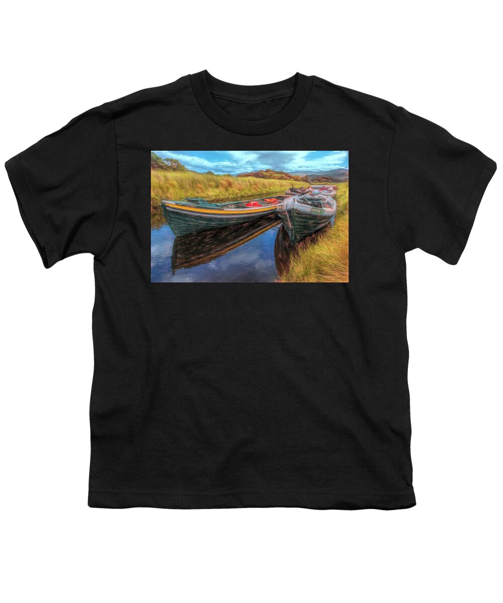 Boats Youth T-Shirt featuring the photograph Boats in the Countryside Painting by Debra and Dave Vanderlaan