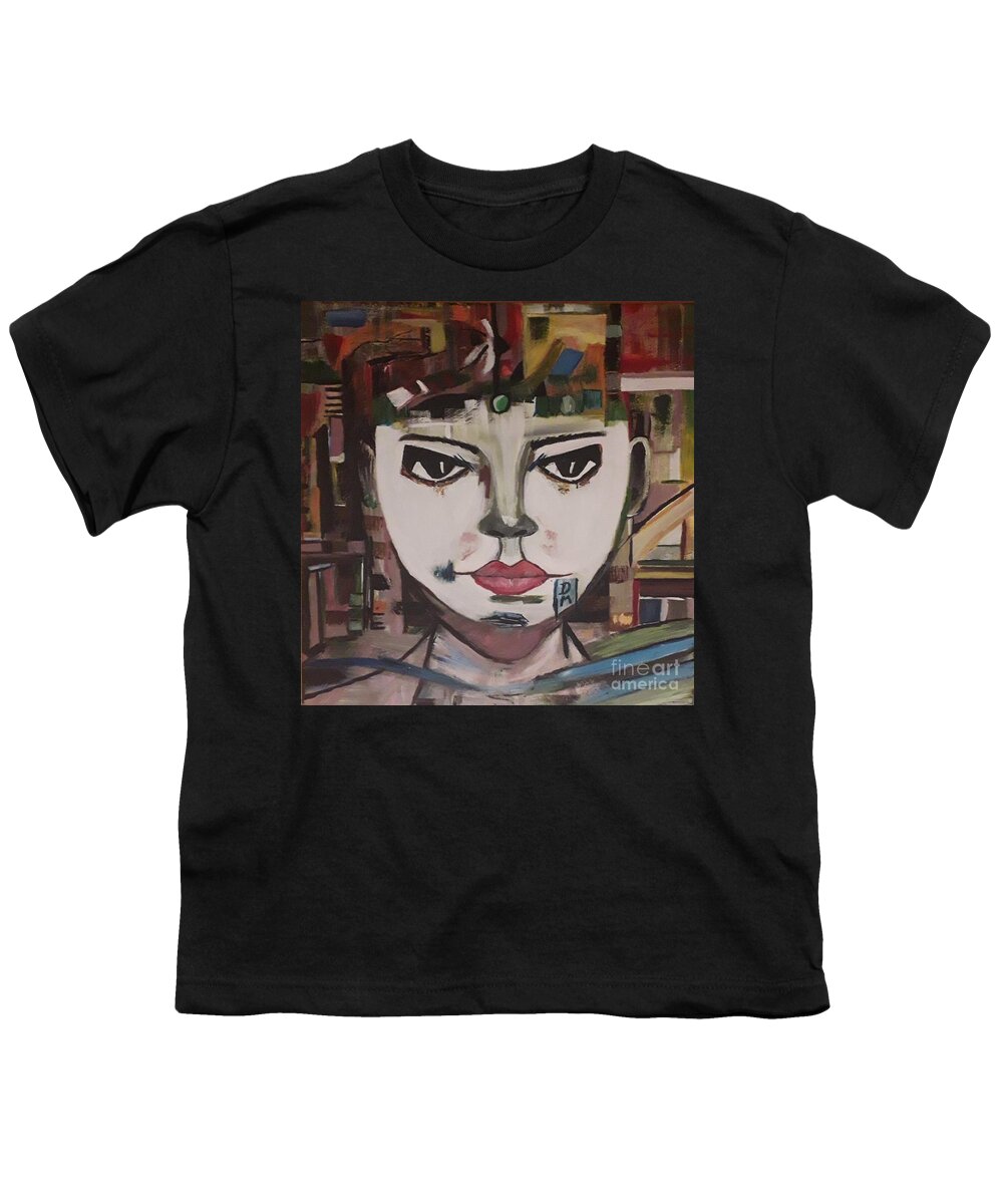 Acrylic Youth T-Shirt featuring the painting Callista - moon child Goddess by Denise Morgan