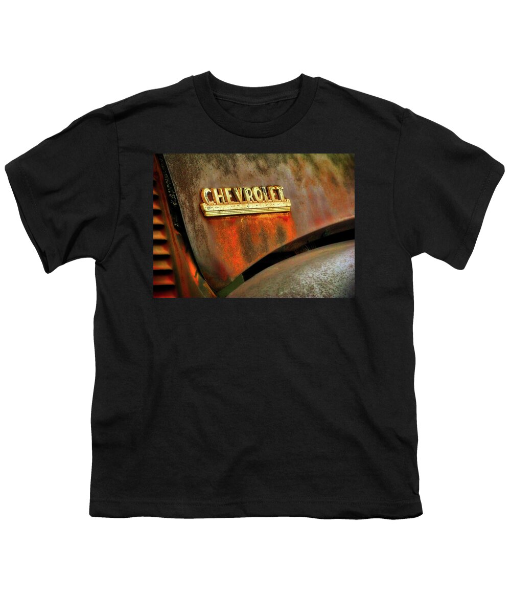 Corrosion Youth T-Shirt featuring the photograph Chevy hood by Micah Offman