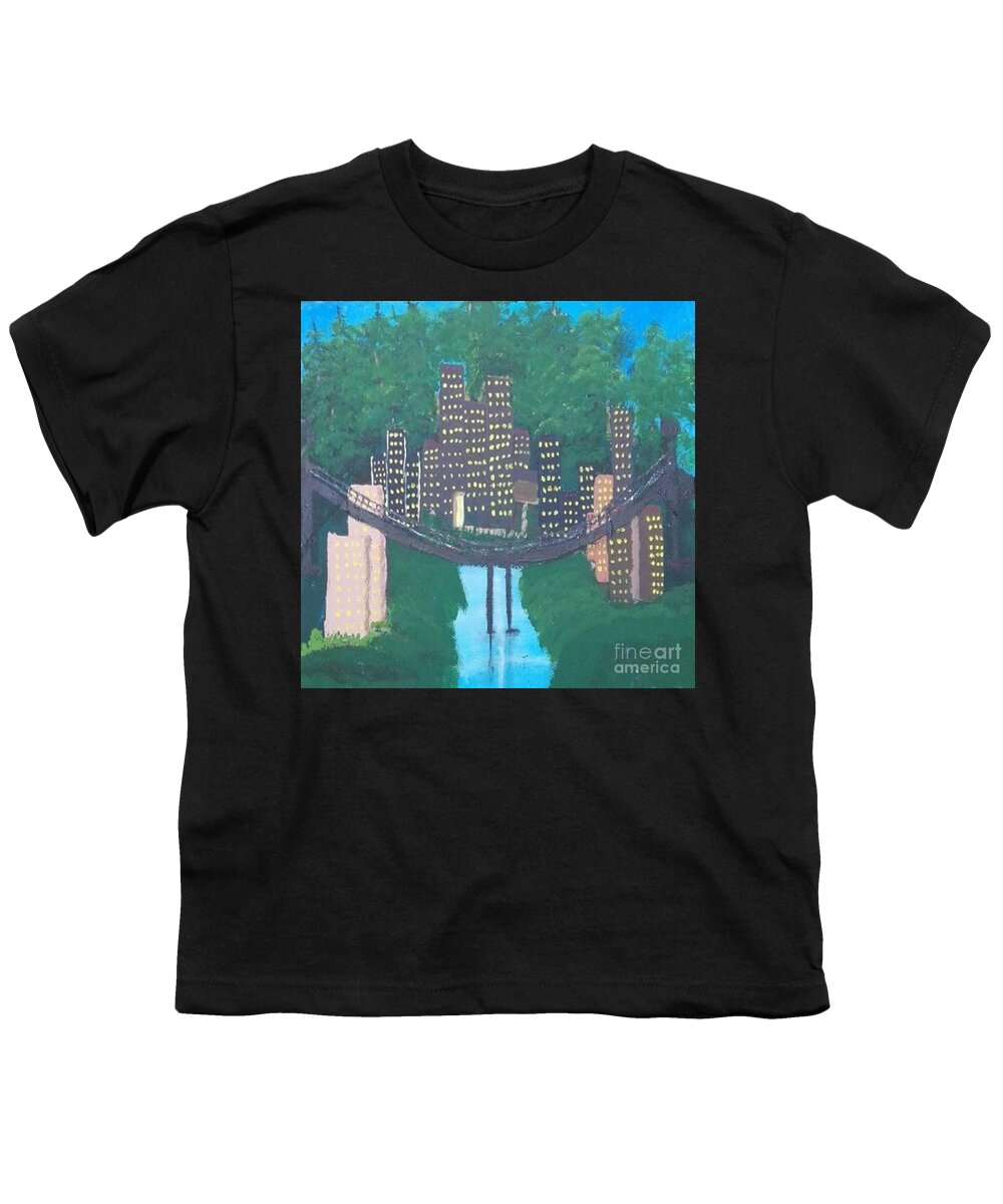 Acrylic Youth T-Shirt featuring the painting Concrete Jungle by Denise Morgan