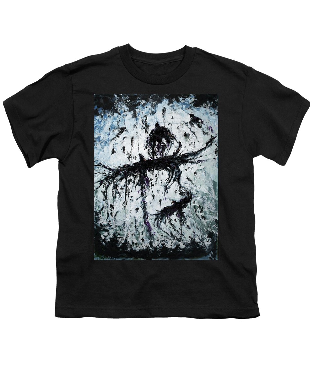 Birds Youth T-Shirt featuring the painting Crows Crossing by Carlos Flores