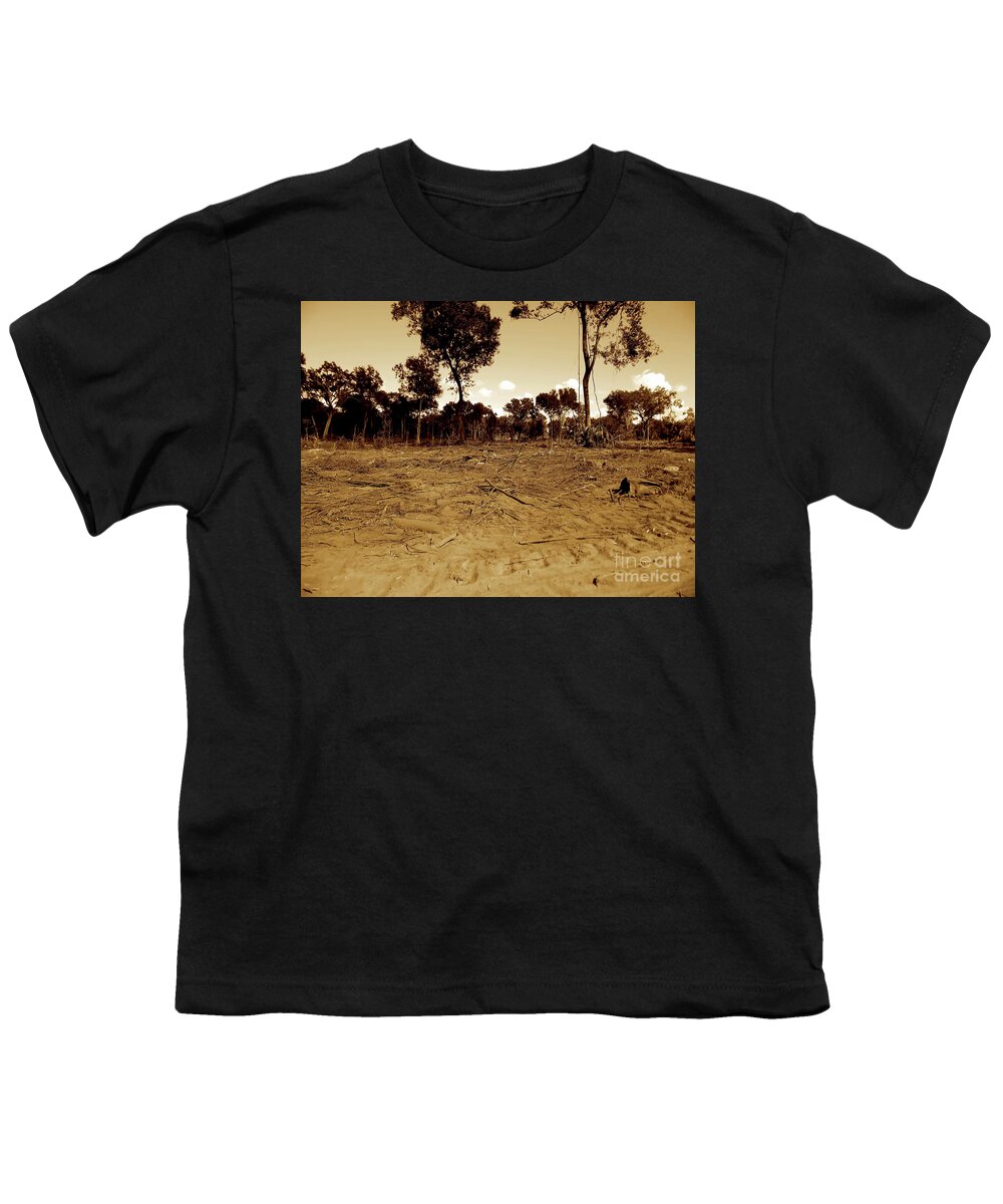 Land Youth T-Shirt featuring the digital art Deforestation by D Hackett