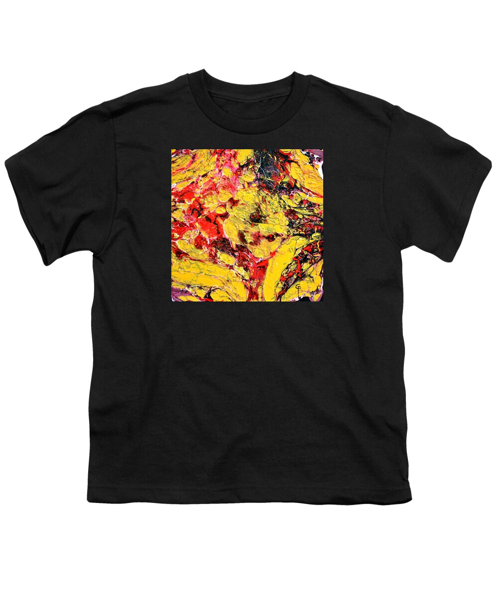 Abstract; Summer Yellows Youth T-Shirt featuring the painting Endless Summer #1 by Celeste Friesen