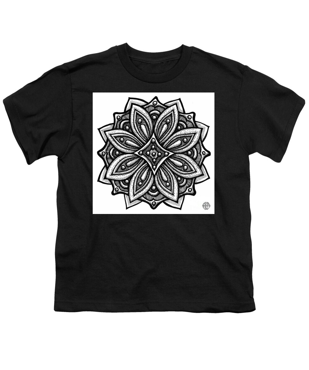 Flower Youth T-Shirt featuring the drawing Floral Icon 45 by Amy E Fraser