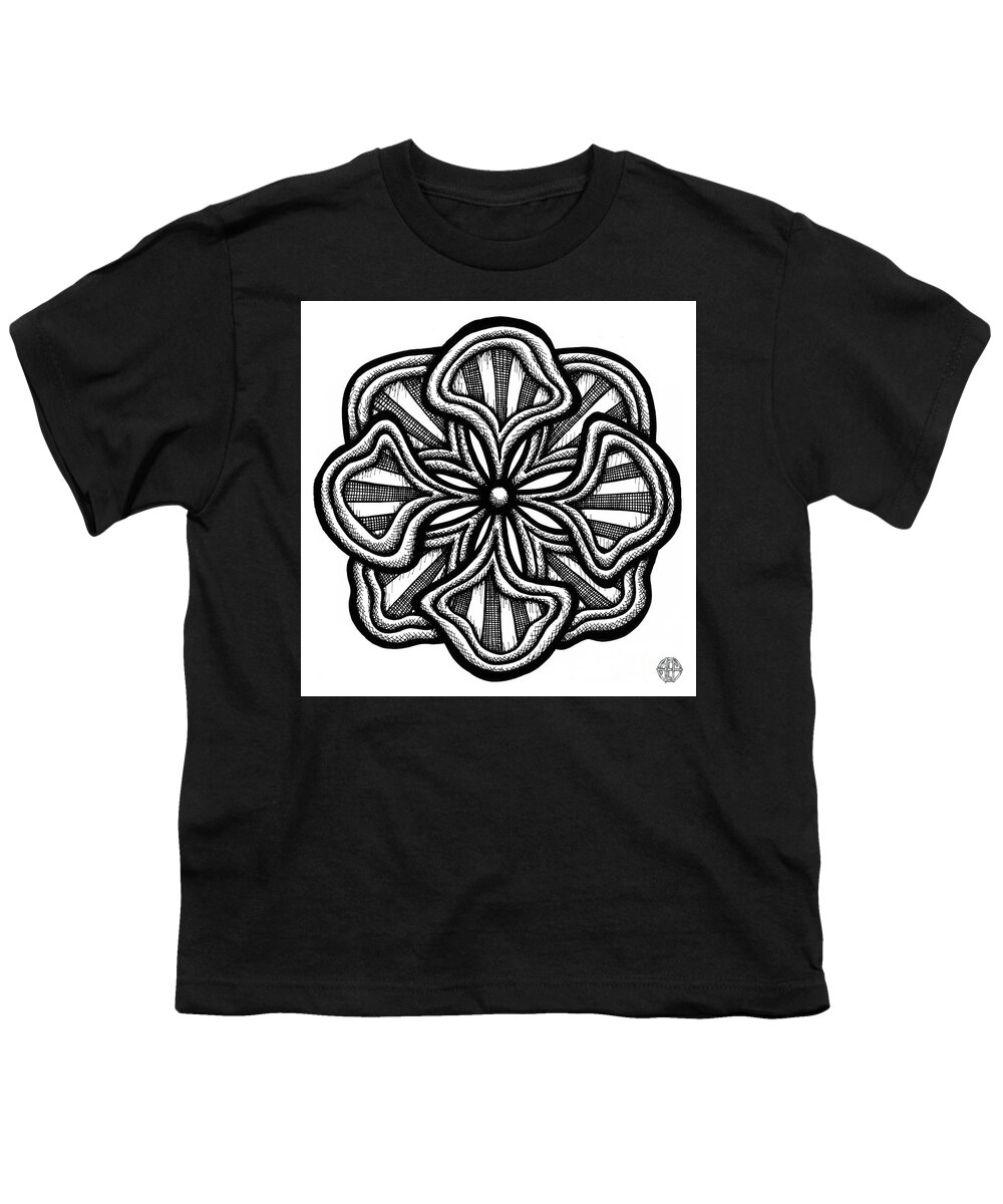 Flower Youth T-Shirt featuring the drawing Floral Icon 74 by Amy E Fraser