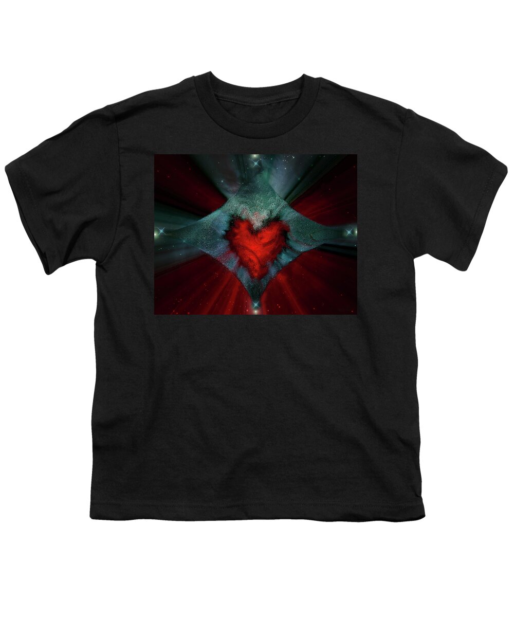 Heart And Stars Youth T-Shirt featuring the digital art Heart And Stars by Linda Sannuti