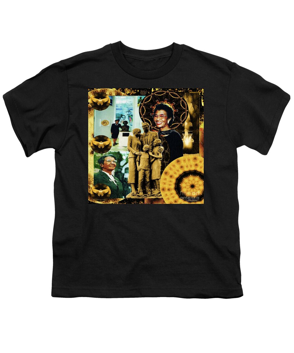 Juneteenth Youth T-Shirt featuring the mixed media Historic Triumph of Dr. Abigail Jordan by Aberjhani
