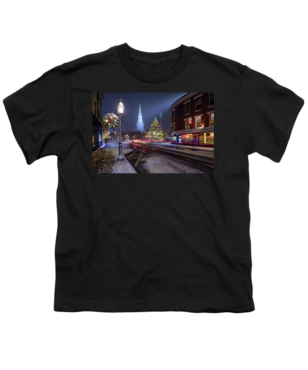 Snow Youth T-Shirt featuring the photograph Holiday Magic, Market Square by Jeff Sinon