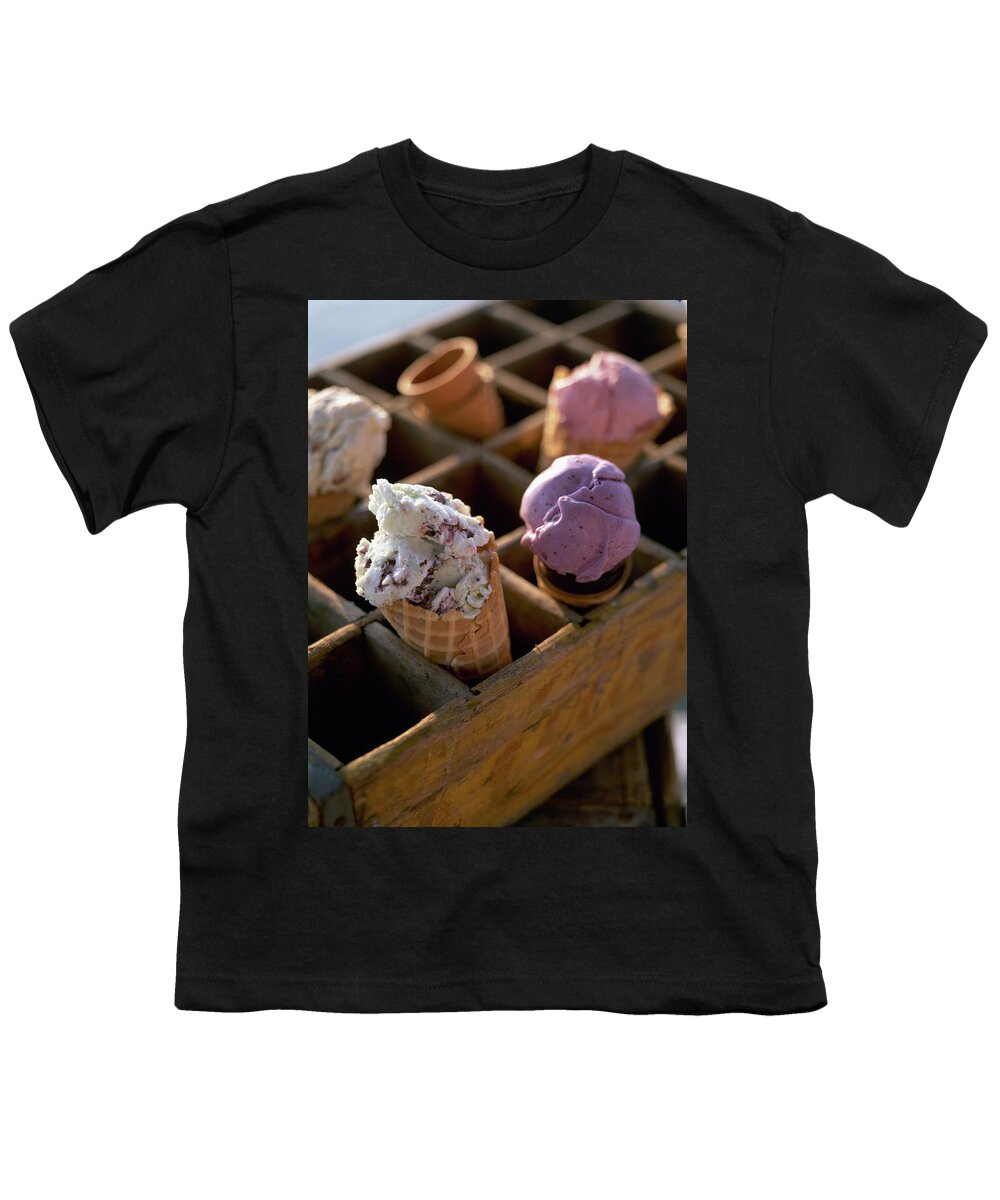#new2022 Youth T-Shirt featuring the photograph Ice Cream Cones In A Crate by Romulo Yanes